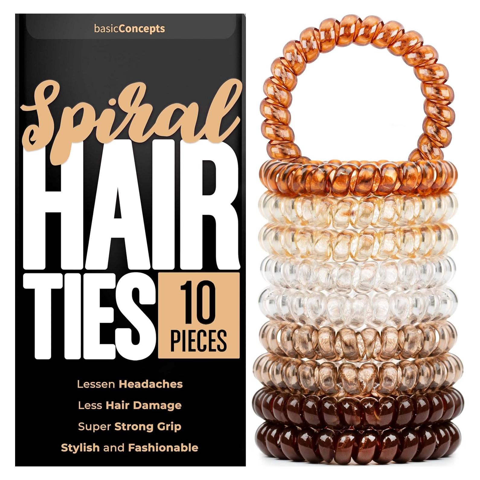 Tiras de Cabello en Espiral Basic Concepts - 10 Piezas, Marrón