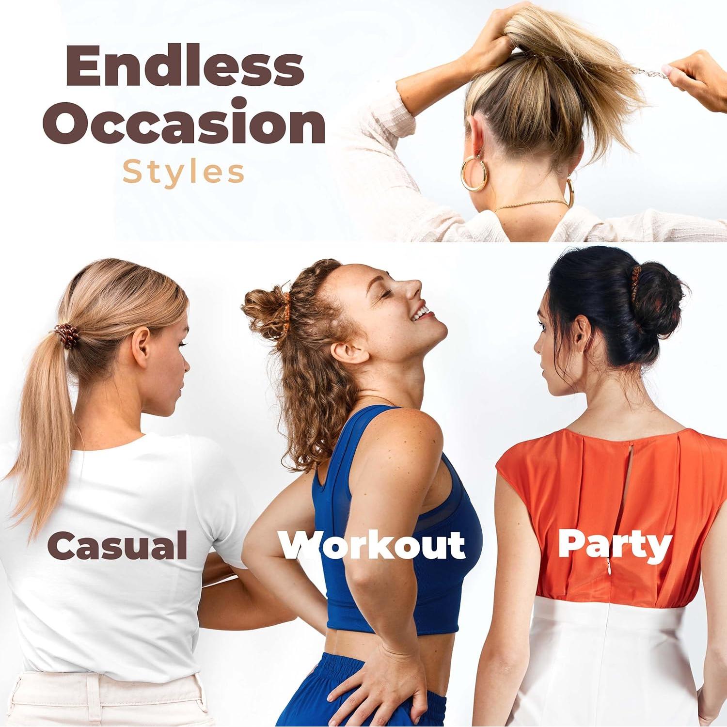 Tiras de Cabello en Espiral Basic Concepts - 10 Piezas, Marrón