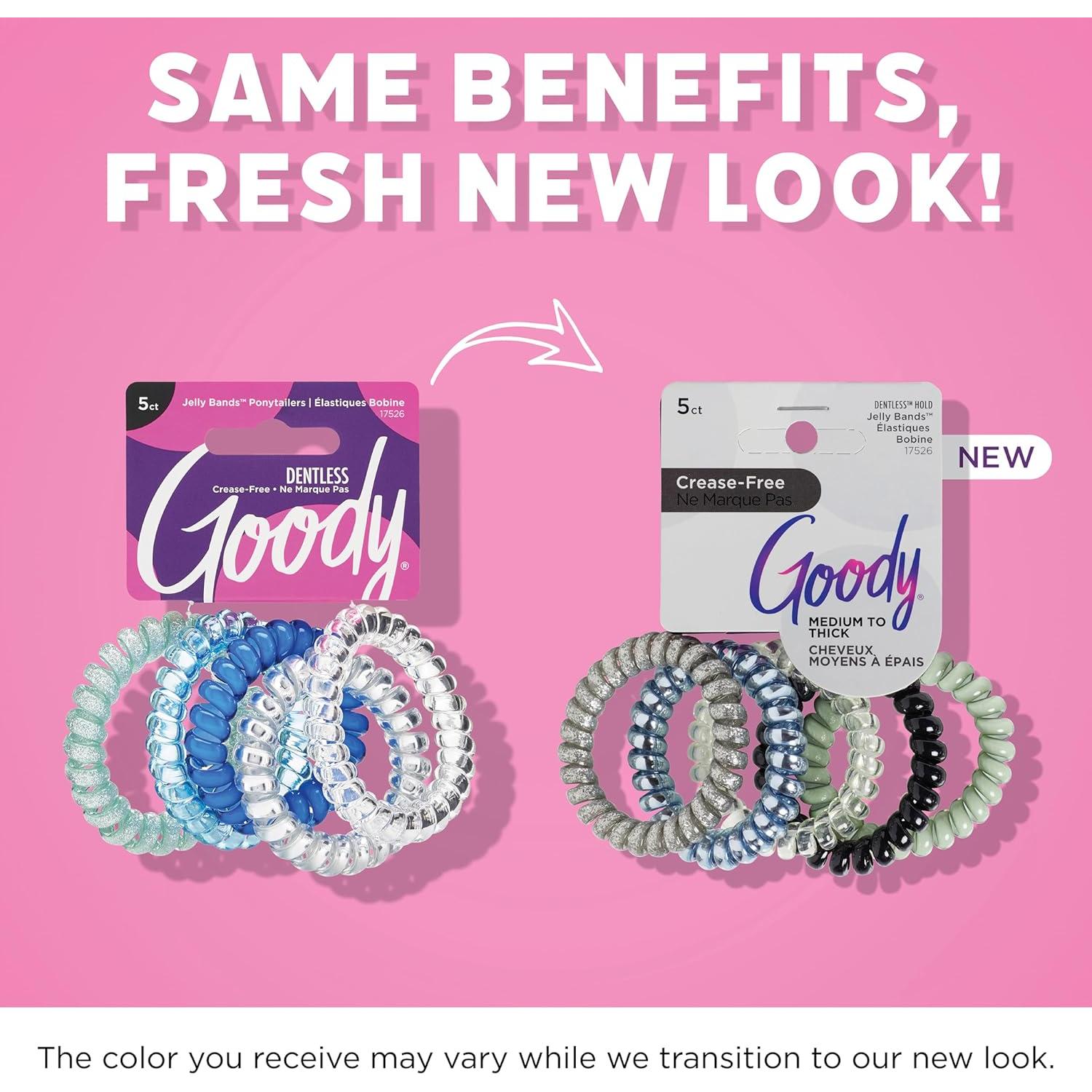 Ligas de Cabello Espiral Goody - 5 Unidades, Gel Seguro para Cabello Medio-Grueso