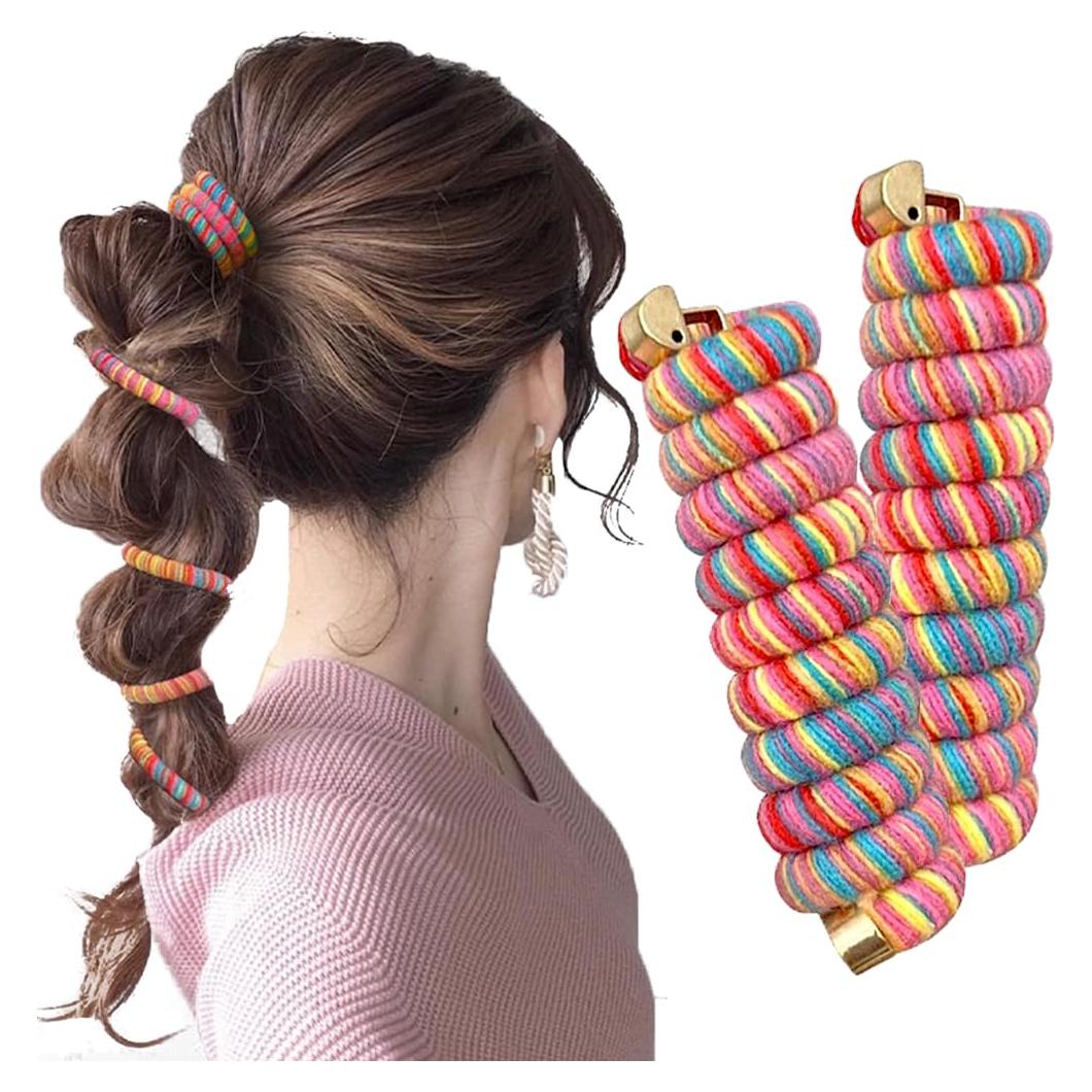 Gomas de Pelo Espiral Arcoíris RUIYDZ - 2pcs Sin Daño