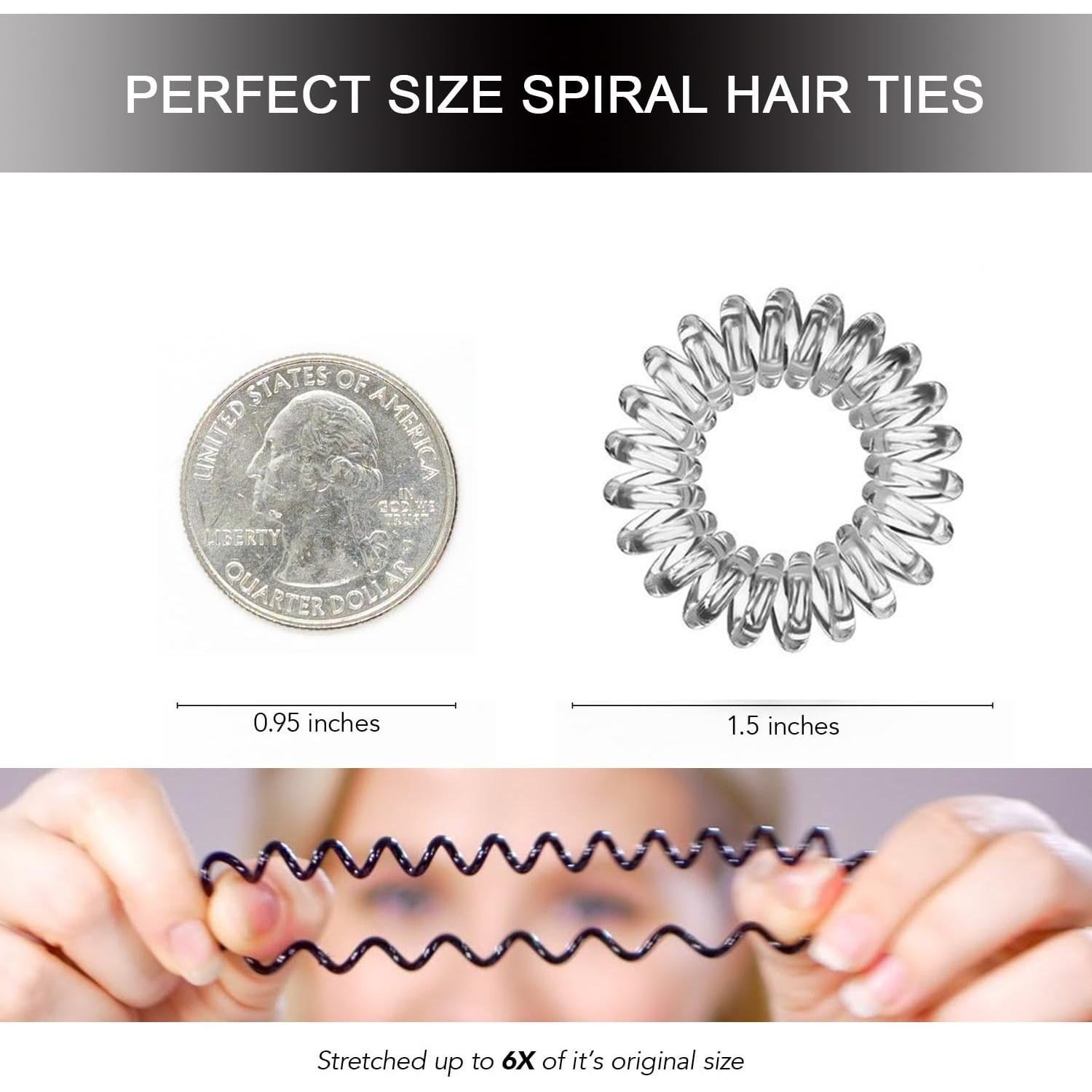 20 Lazos de Pelo Espirales Transparentes CQLIIIA - Sin Daño