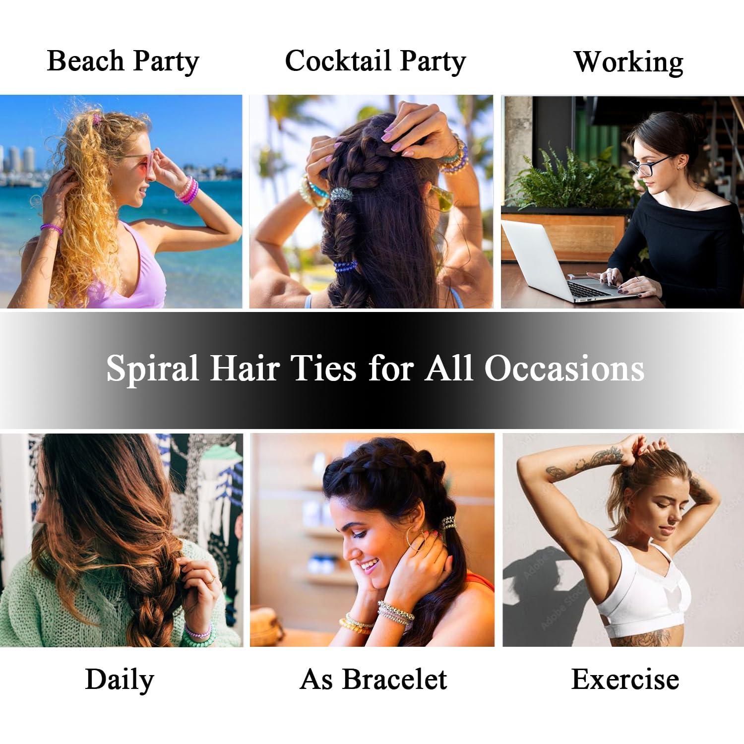 20 Lazos de Pelo Espirales Transparentes CQLIIIA - Sin Daño