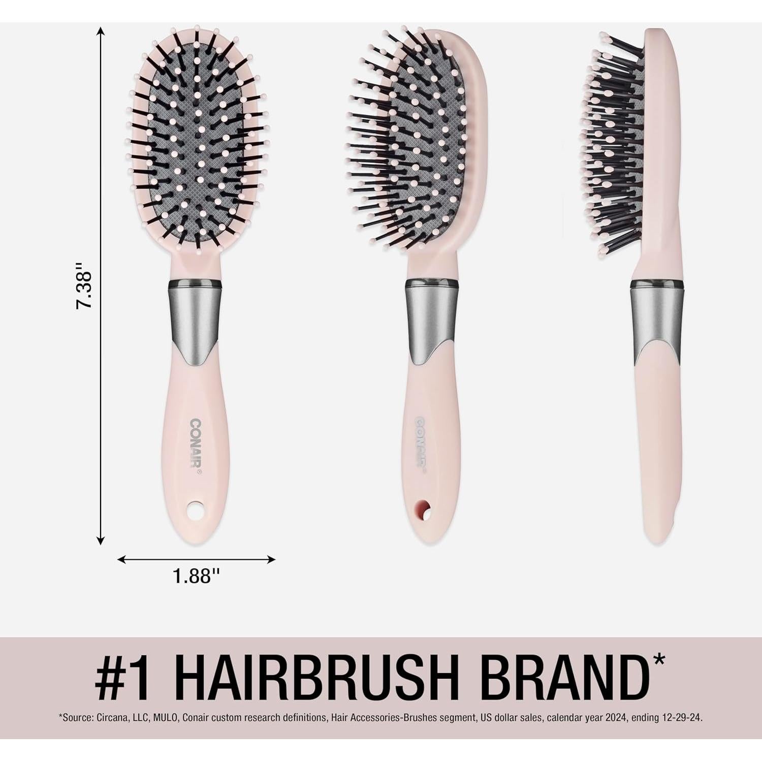 Cepillo de Pelo Ovalado Conair Velvet Touch - Rosa - 1 Cuenta