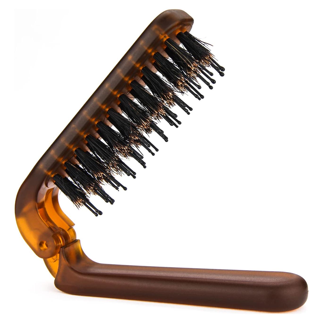 Cepillo de Pelo Plegable Ancable para Viaje - Cerdas de Jabalí y Nylon