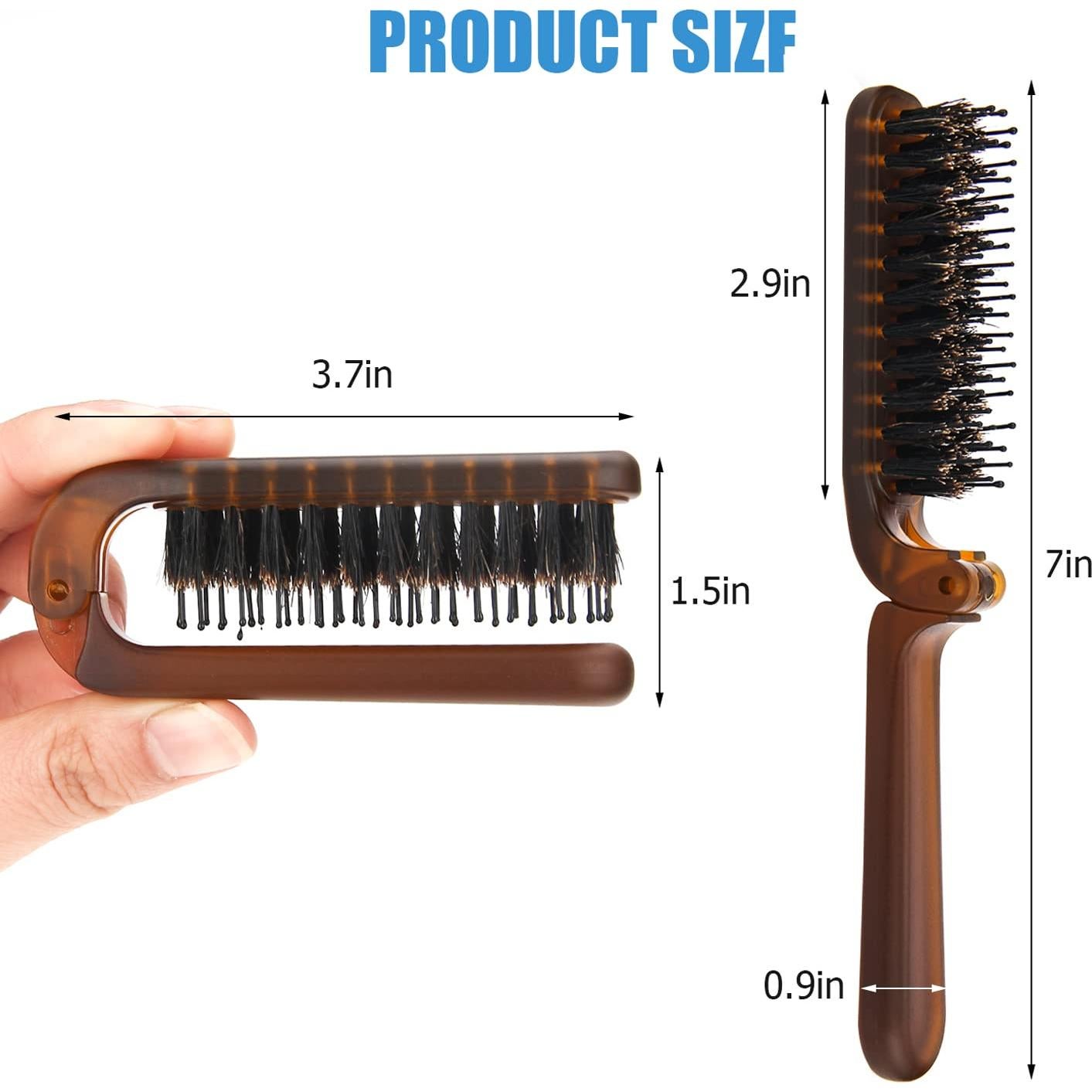 Cepillo de Pelo Plegable Ancable para Viaje - Cerdas de Jabalí y Nylon