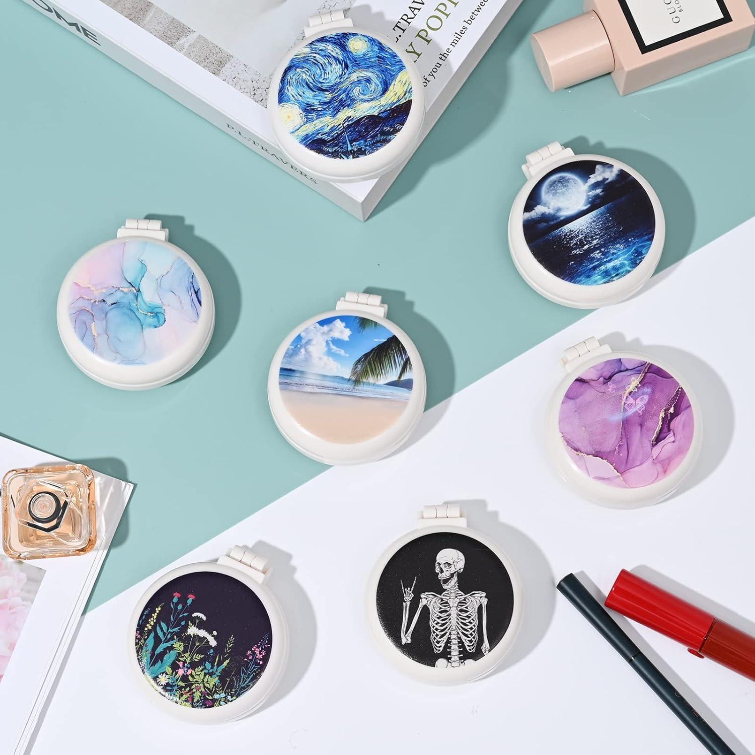 Mini cepillo de pelo portátil CZDZYMJYHS con espejo - Flores negras