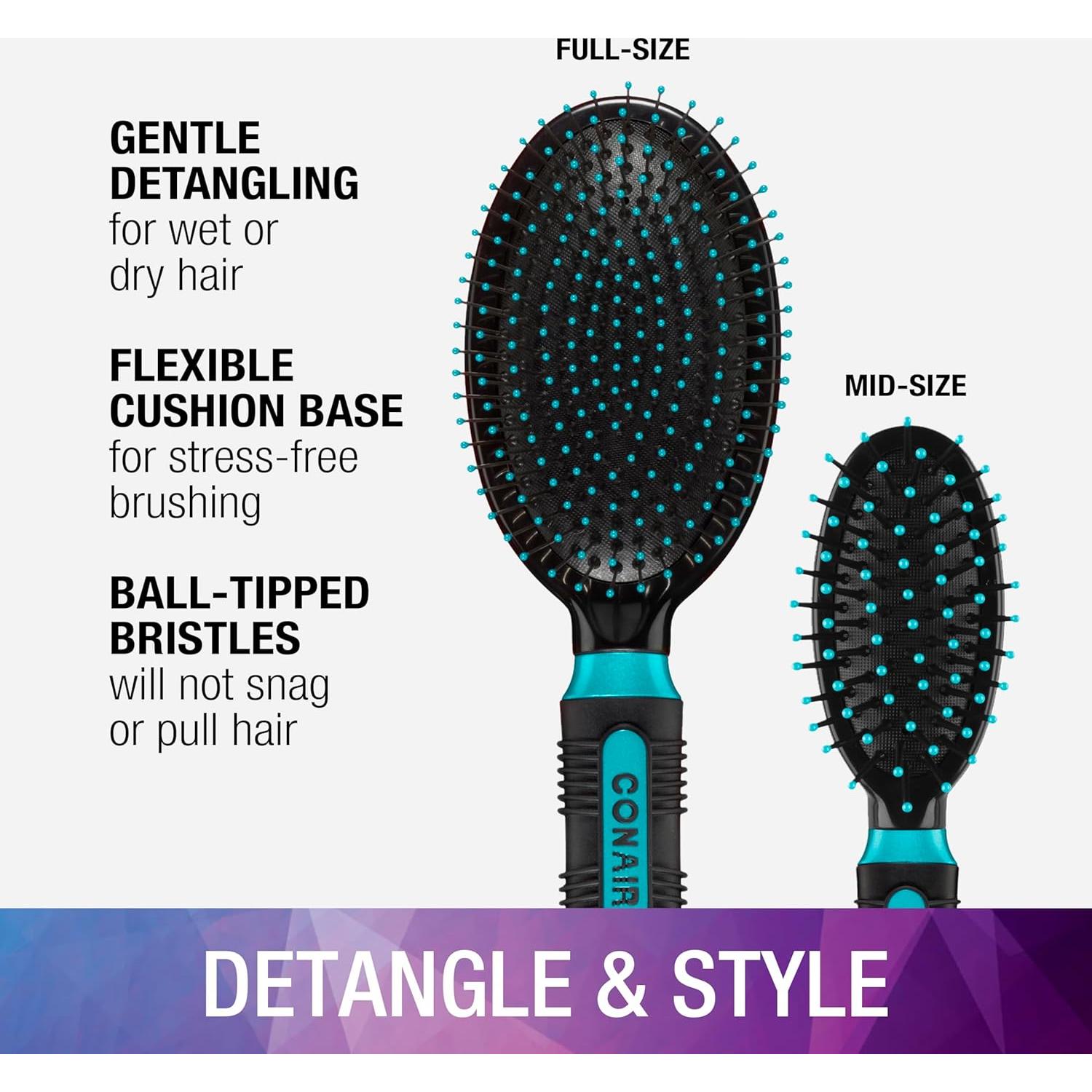 Conair Juego de Cepillos para Cabello 2 Piezas - Verde Azulado