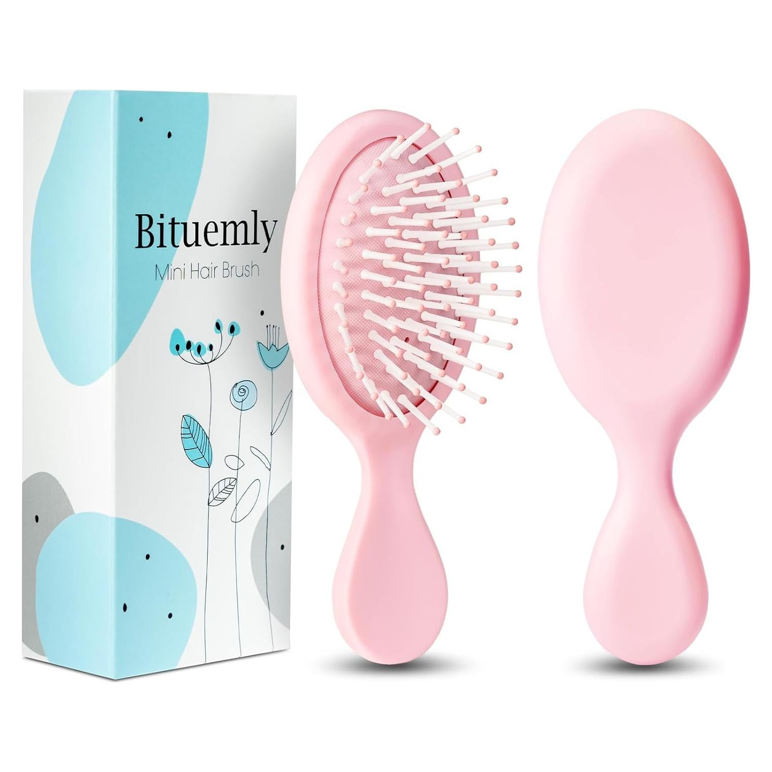 Mini Cepillo Desenredante Bituemly Rosa para Todos los Cabellos