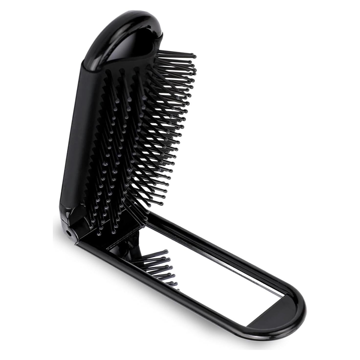 Cepillo de cabello plegable con espejo MOZEAT Negro 20.2 cm