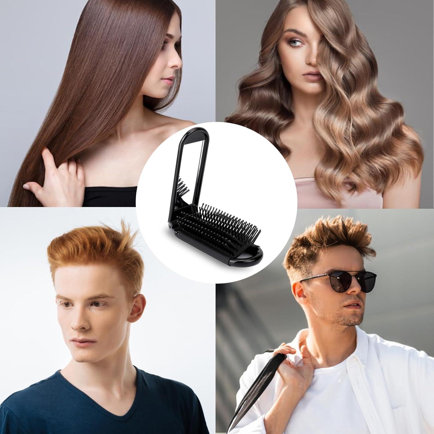 Cepillo de cabello plegable con espejo MOZEAT Negro 20.2 cm