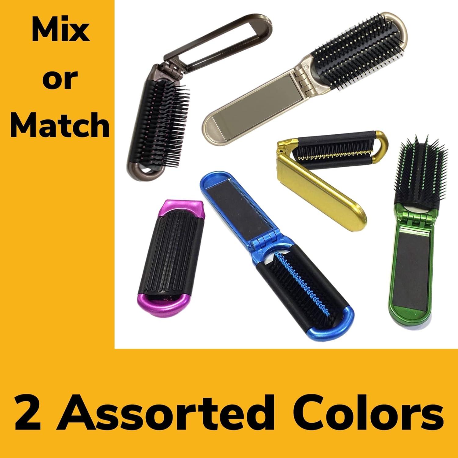 Cepillo de Pelo Plegable ALAZCO con Espejo Compacto 20.32 cm