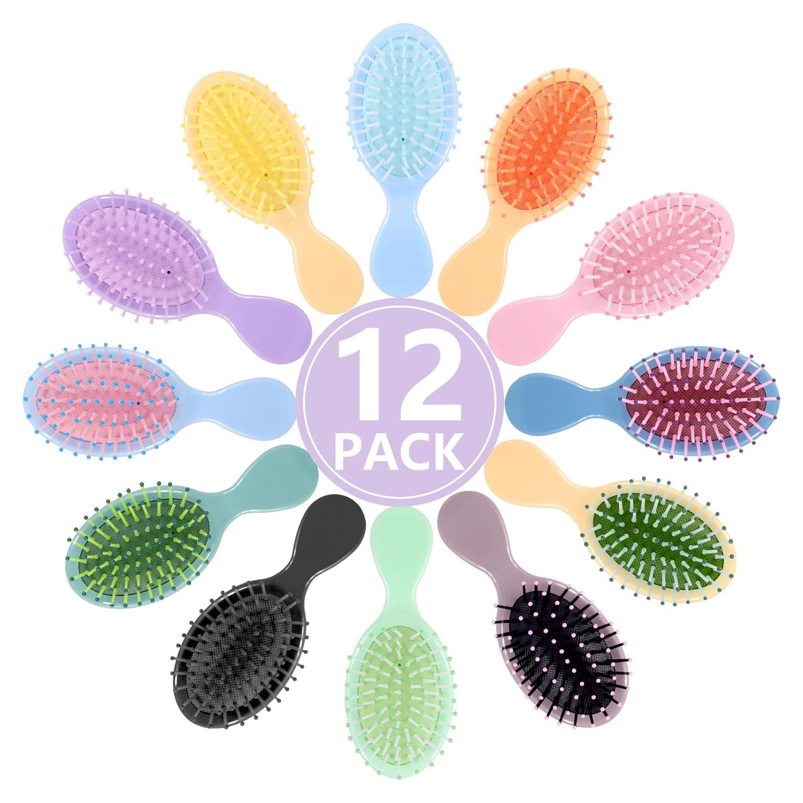 Paquete de 12 Cepillos Mini Desenredantes Phyyixs - Colores Vibrantes