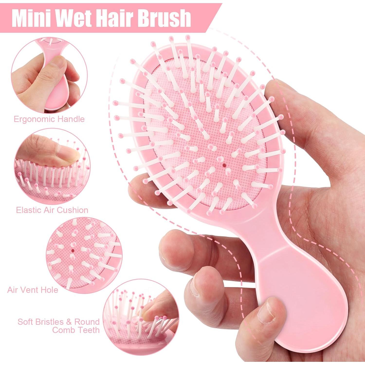 Mini Cepillo de Pelo NICEMOVIC Rosa 2 Piezas Viaje