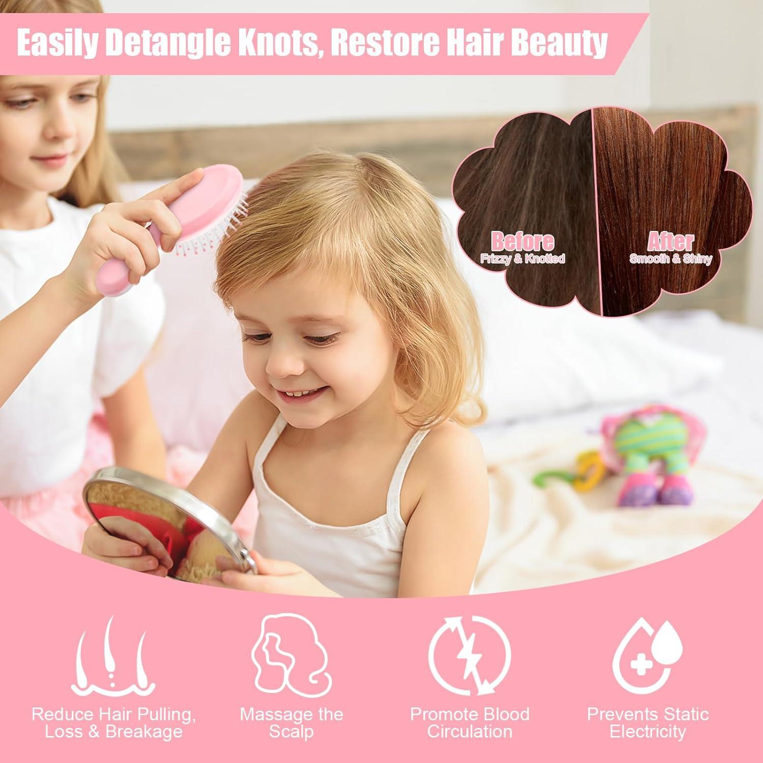 Mini Cepillo de Pelo NICEMOVIC Rosa 2 Piezas Viaje