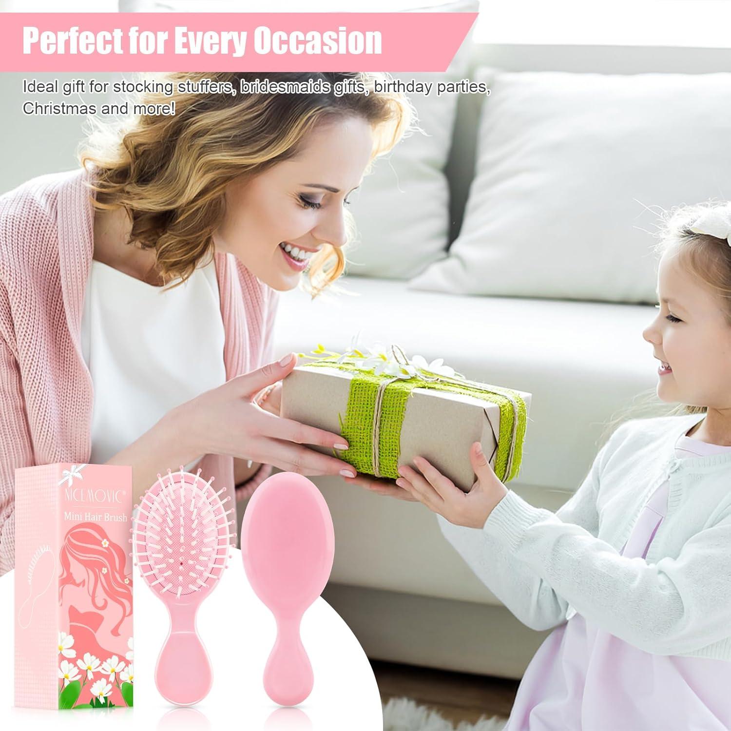 Mini Cepillo de Pelo NICEMOVIC Rosa 2 Piezas Viaje