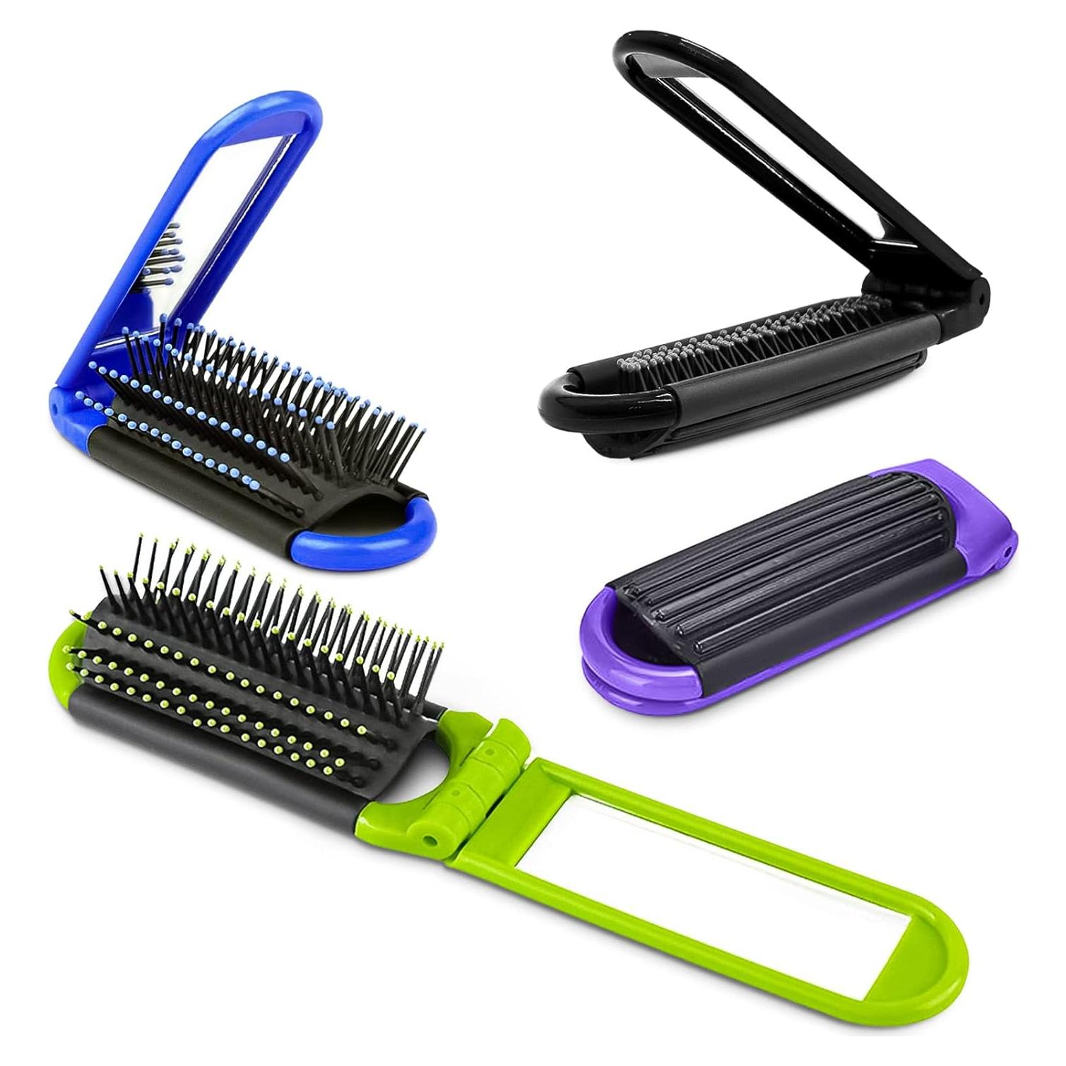 Juego de 4 Cepillos de Pelo Plegables KETAR con Espejo