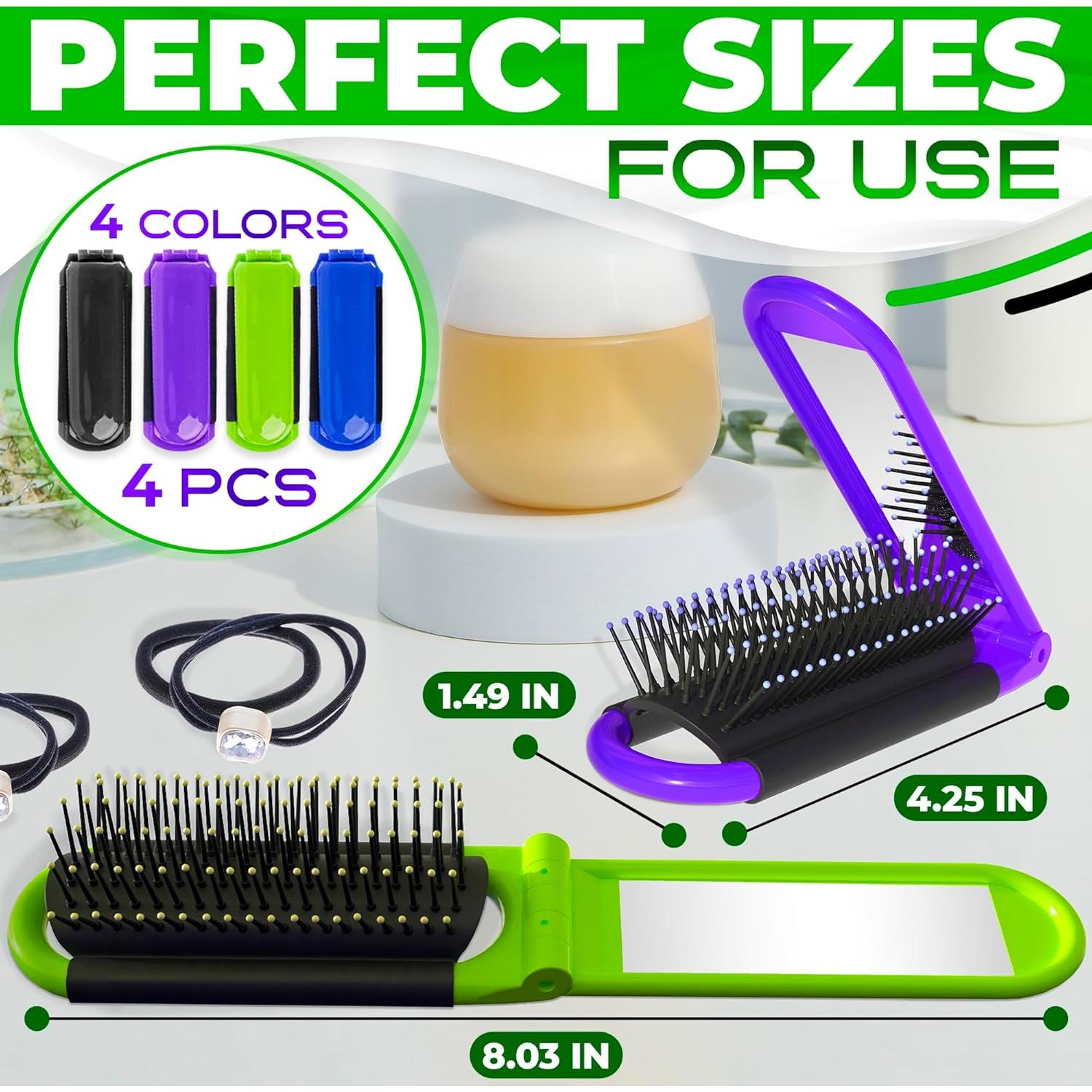 Juego de 4 Cepillos de Pelo Plegables KETAR con Espejo