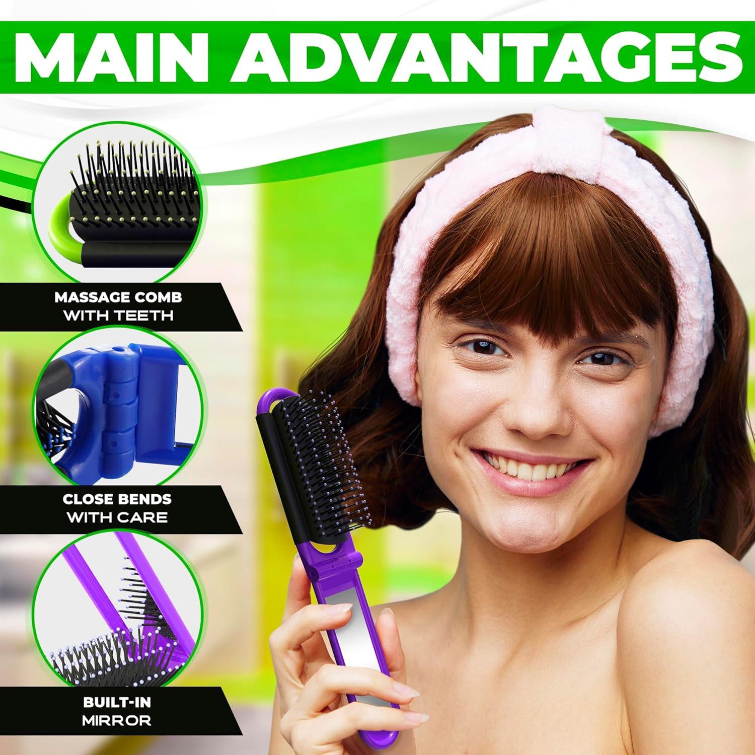 Juego de 4 Cepillos de Pelo Plegables KETAR con Espejo