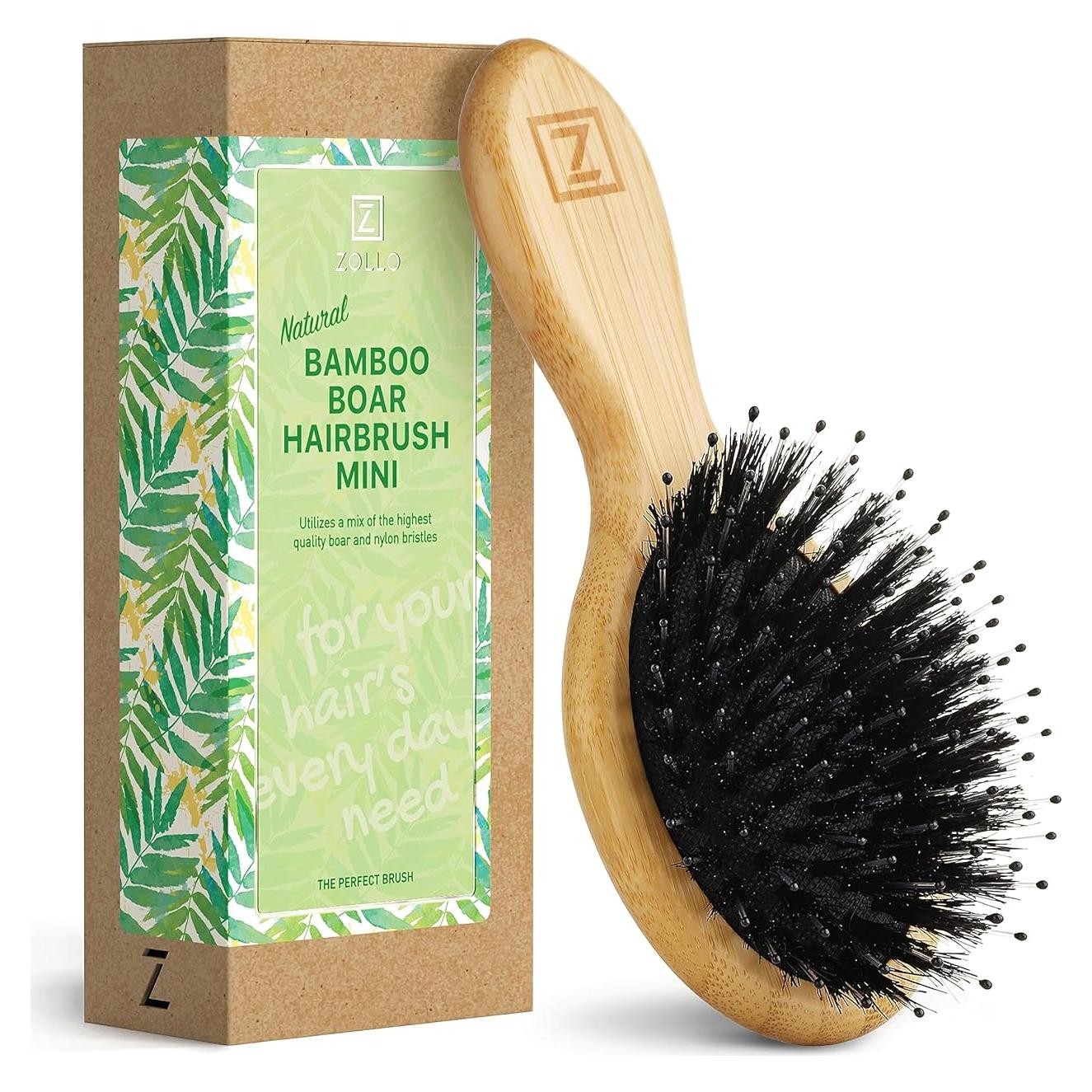 Cepillo Desenredante Zollo de Cerdas de Jabalí Natural Mini