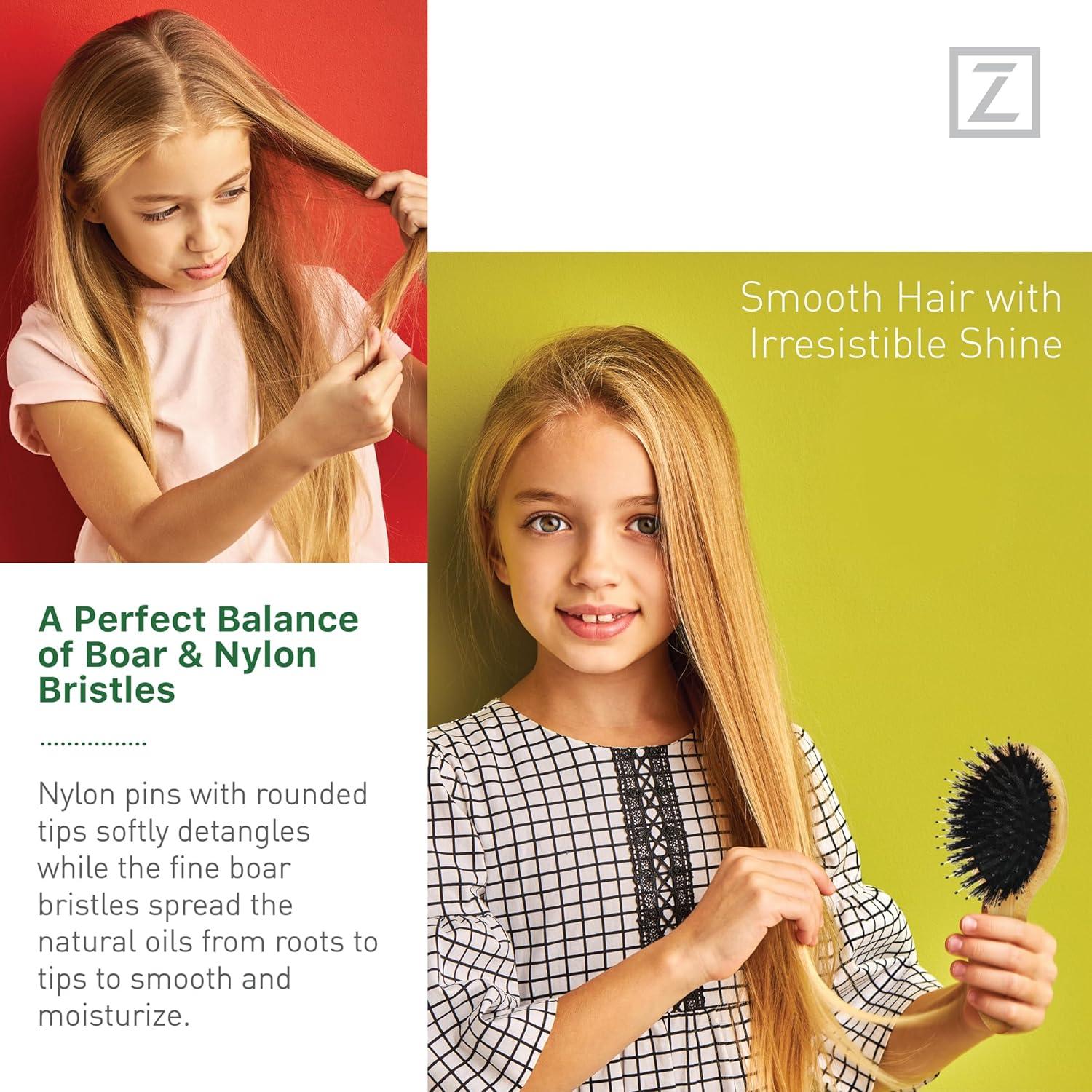 Cepillo Desenredante Zollo de Cerdas de Jabalí Natural Mini