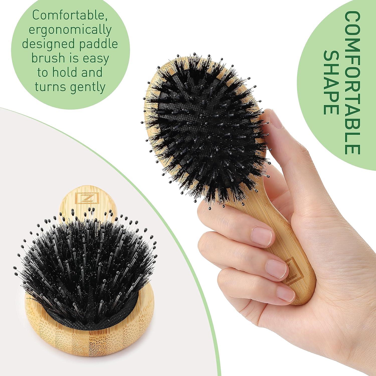 Cepillo Desenredante Zollo de Cerdas de Jabalí Natural Mini