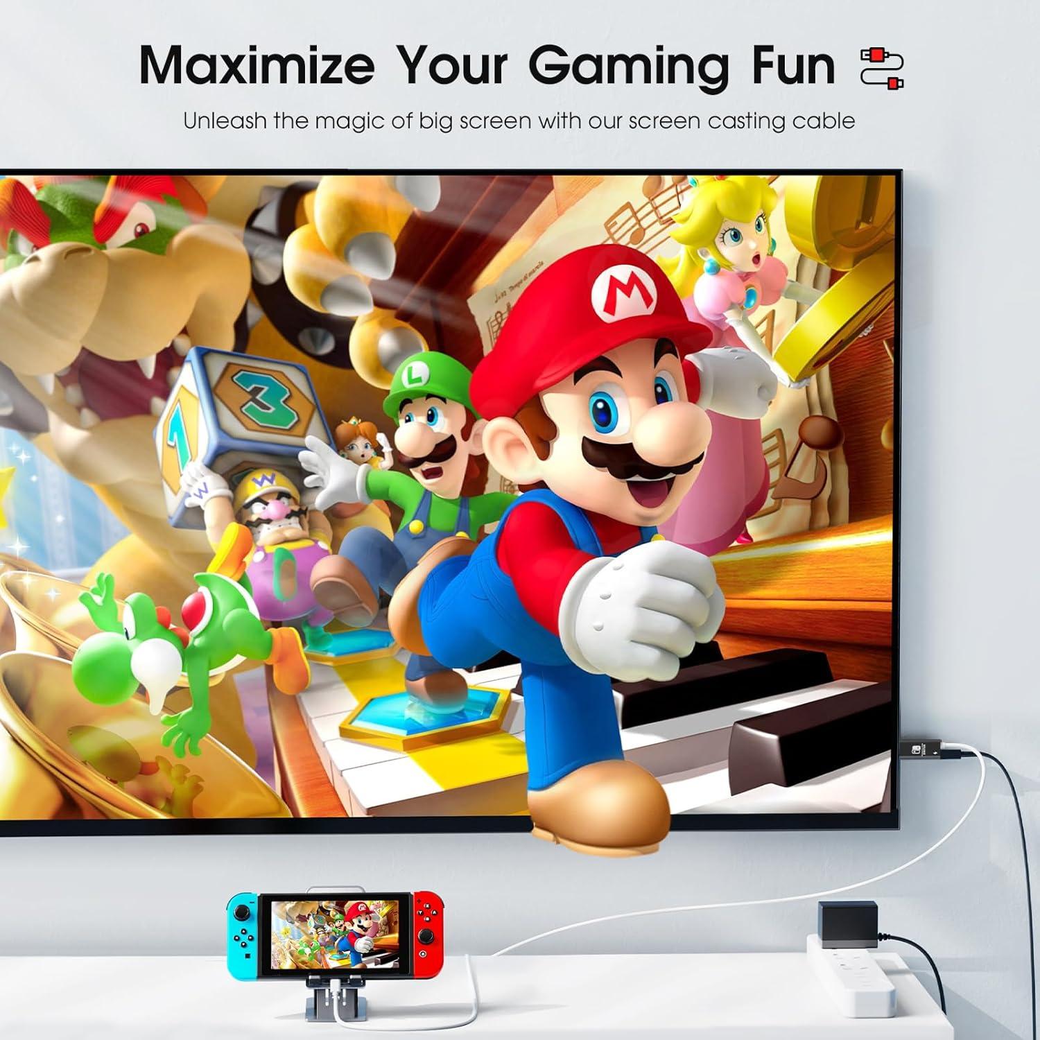 Adaptador HDMI JINGDU 4K para Nintendo Switch 2m Negro