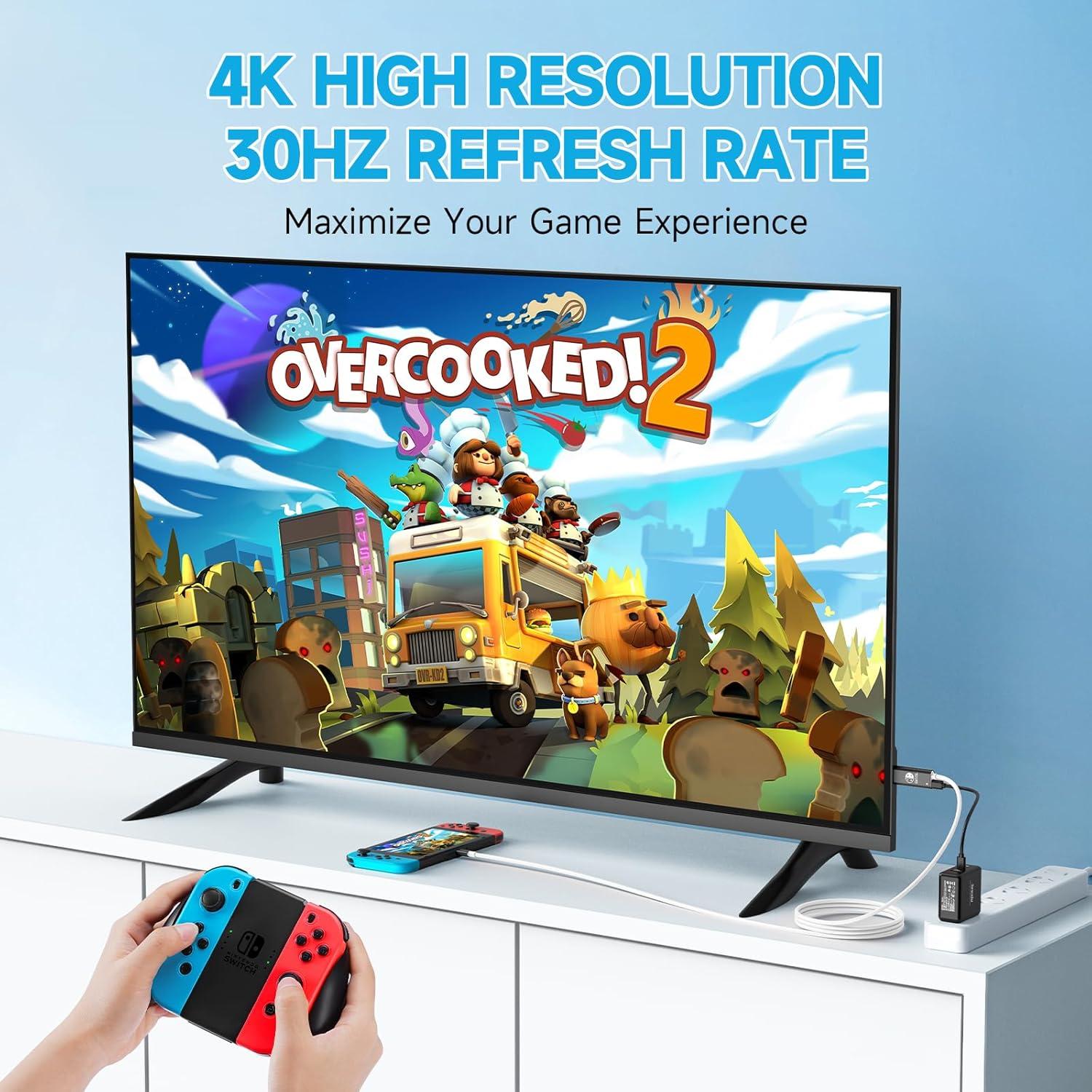 Adaptador HDMI JINGDU 4K para Nintendo Switch 2m Negro