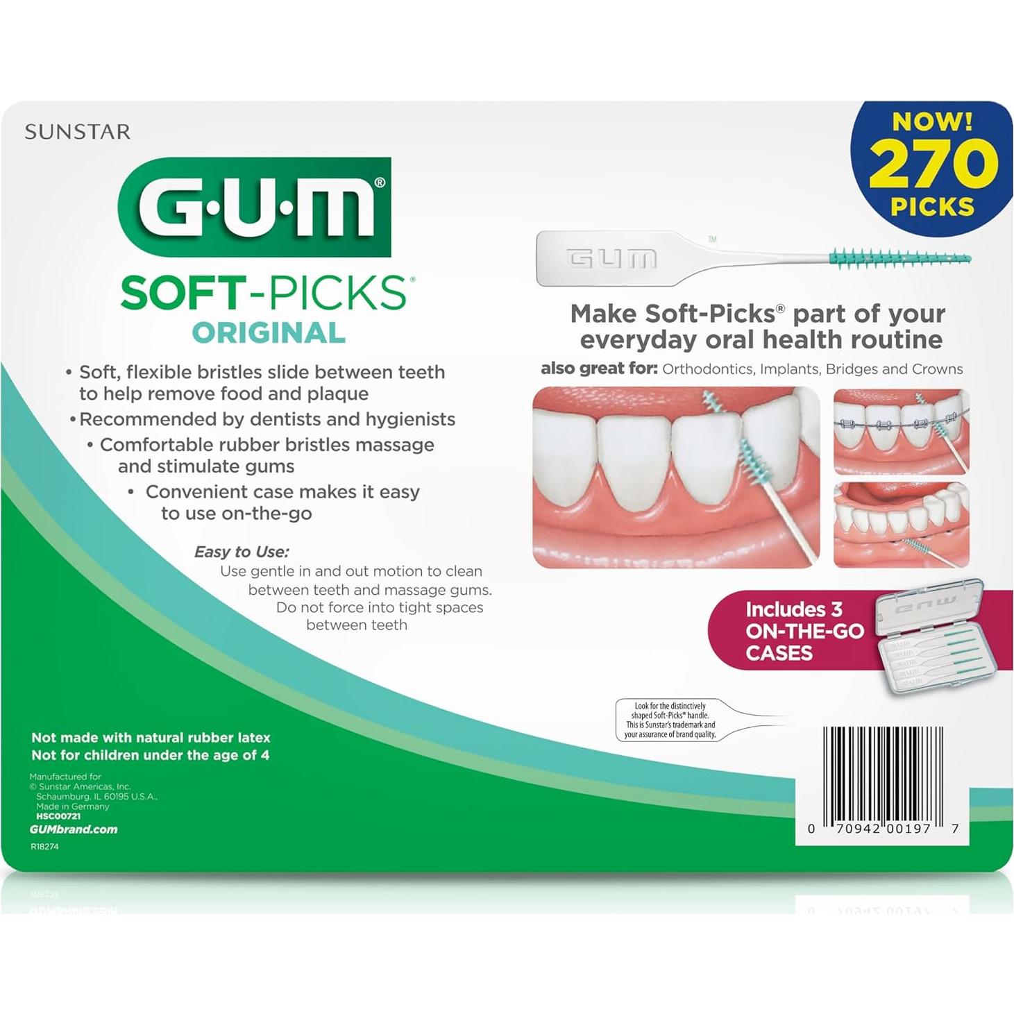 Palillos Dentales GUM Soft Picks Original - 270 Unidades