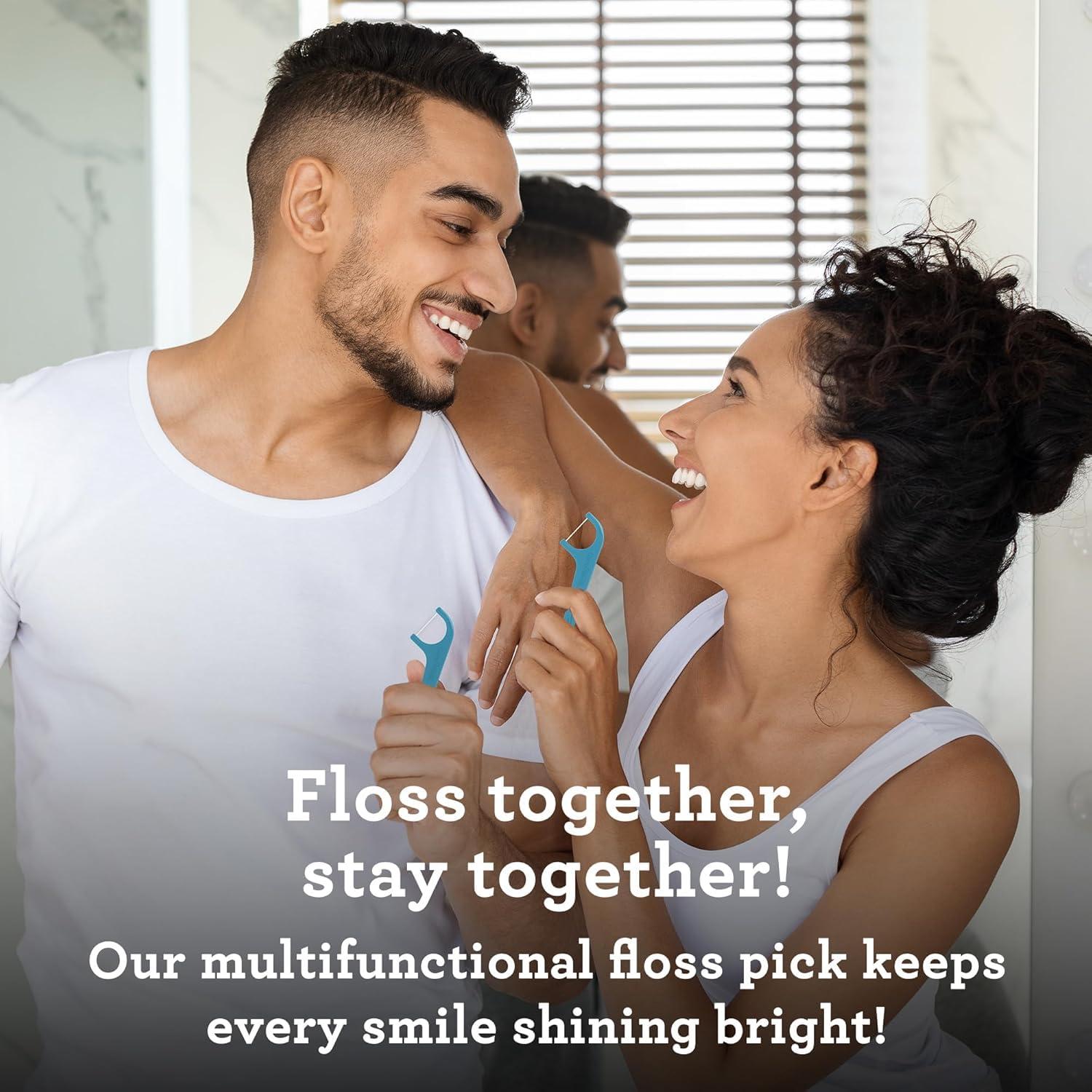 Palillos de Hilo GuruNanda 4-en-1 con Raspador de Lengua 300 ct