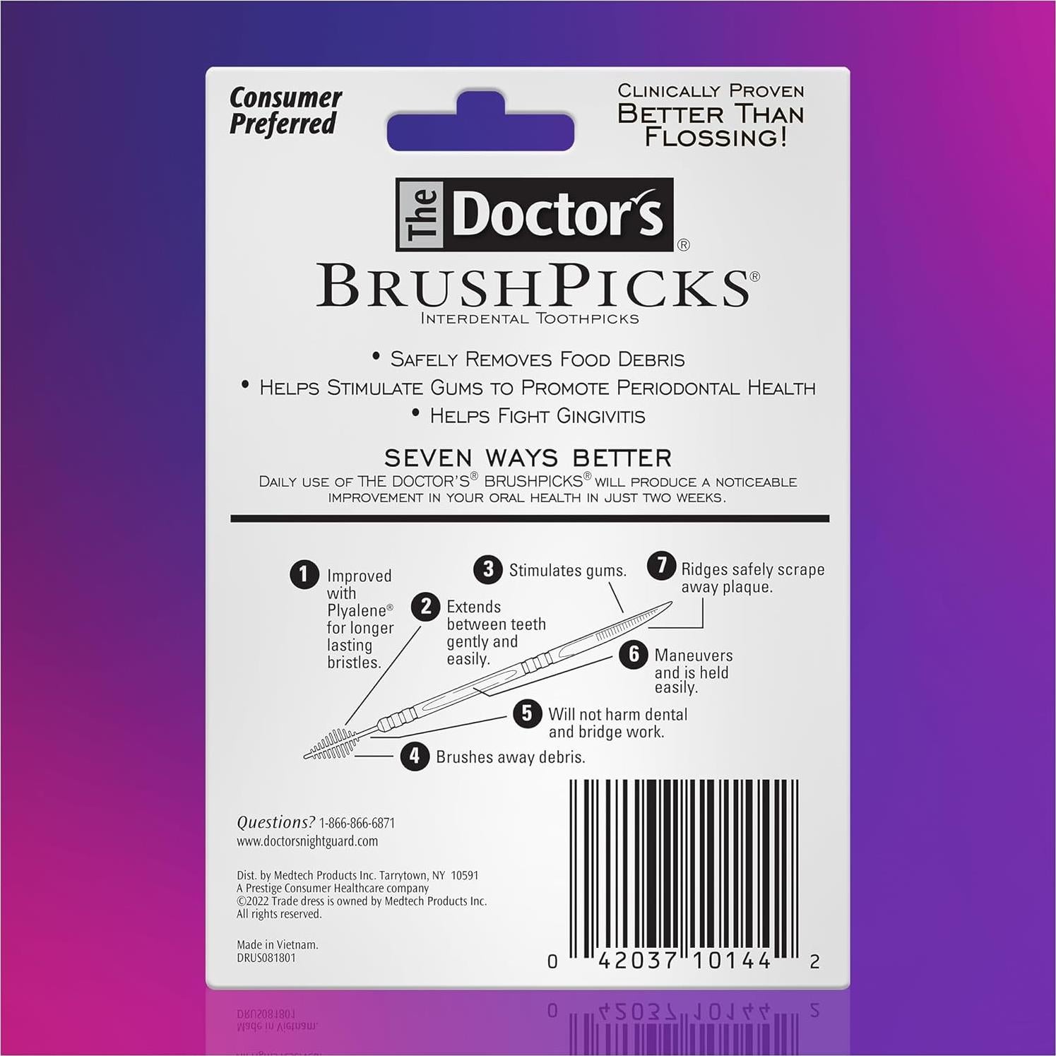 Palillos Interdentales BrushPicks Doctor 275 Unidades 2 en 1