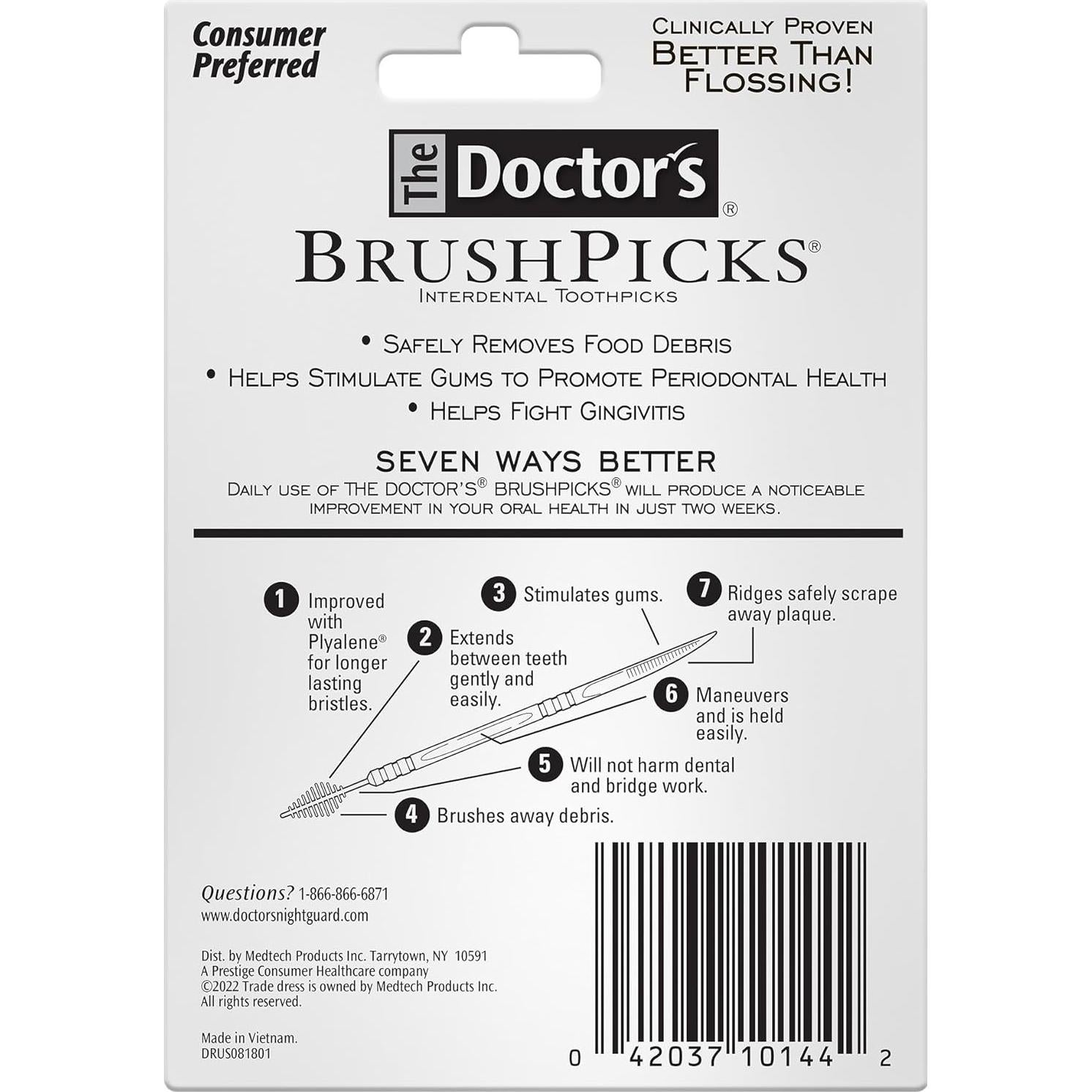 Palillos Interdentales BrushPicks Doctor 275 Unidades 2 en 1