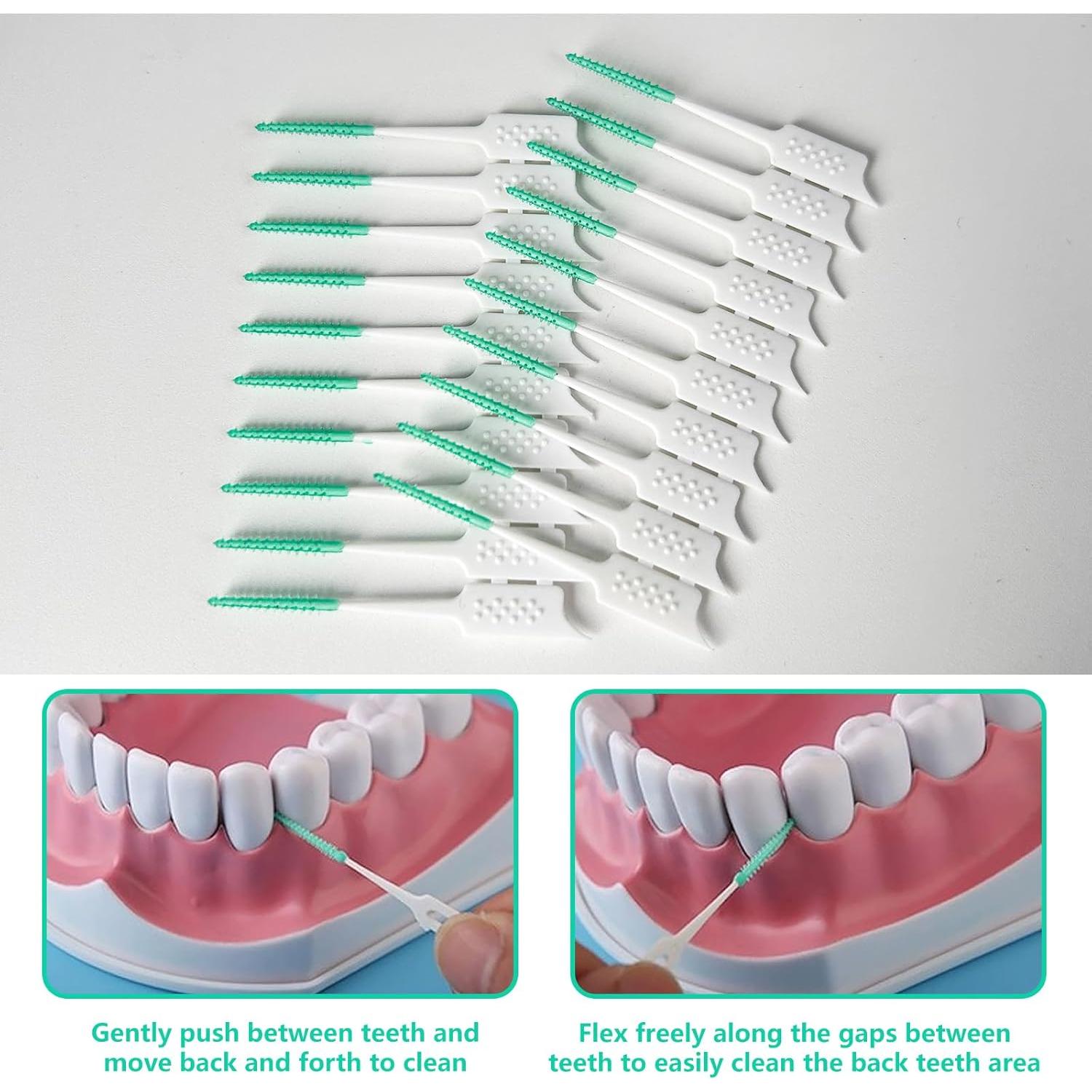 Palillos de Hilo Dental de Silicona Suave WQINX 160pcs Verde