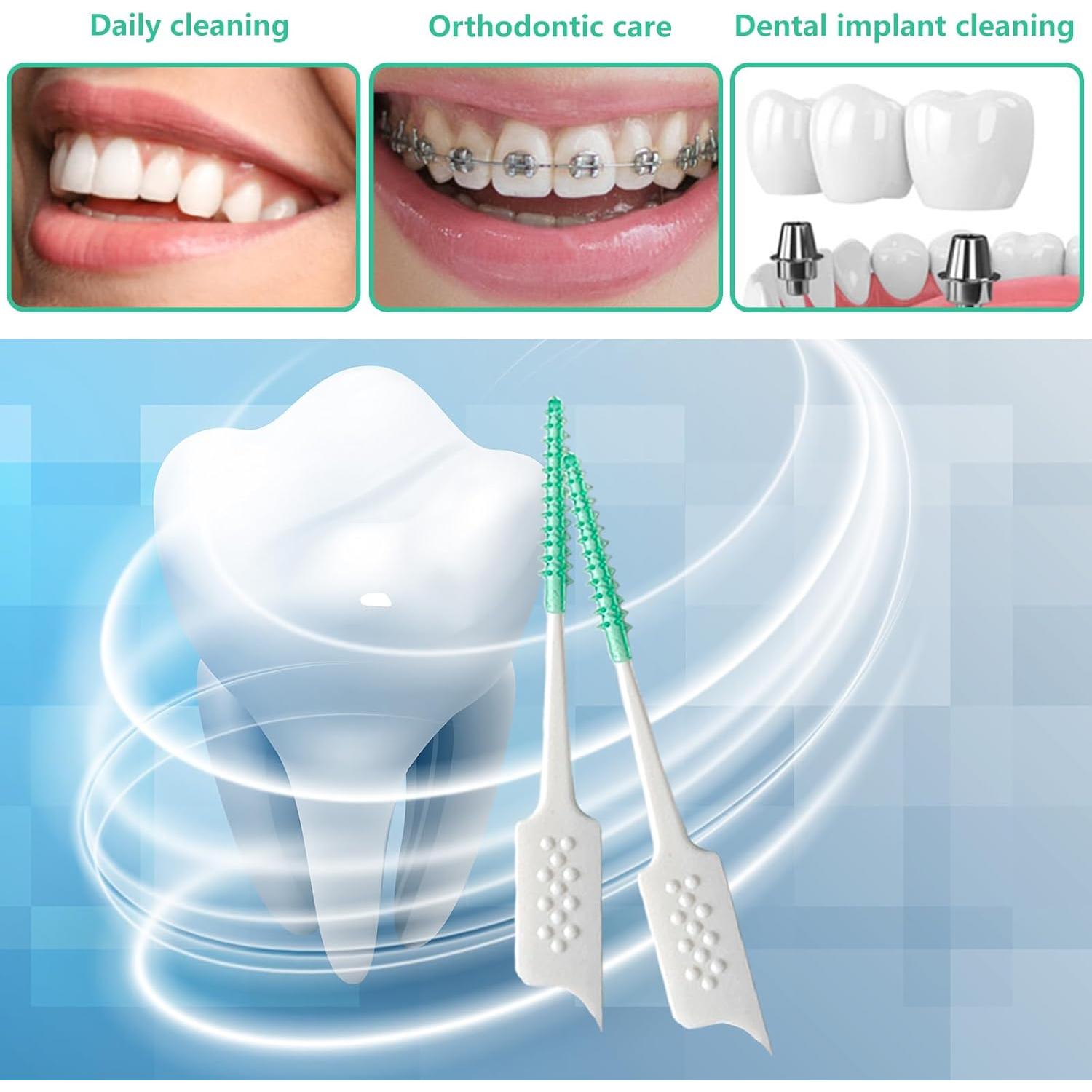 Palillos de Hilo Dental de Silicona Suave WQINX 160pcs Verde