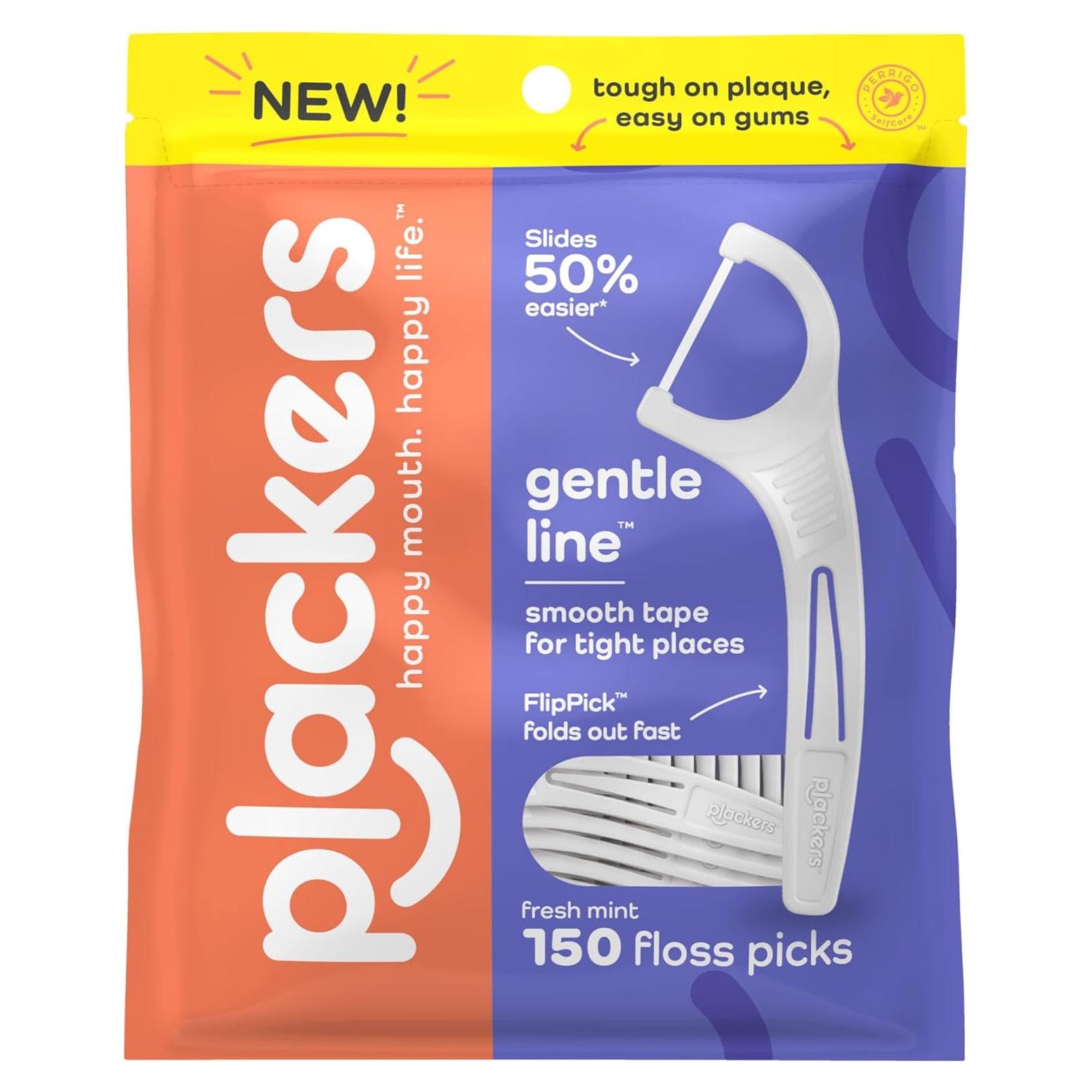 Palillos de Hilo Dental Plackers Gentle Line Menta 150 Unidades