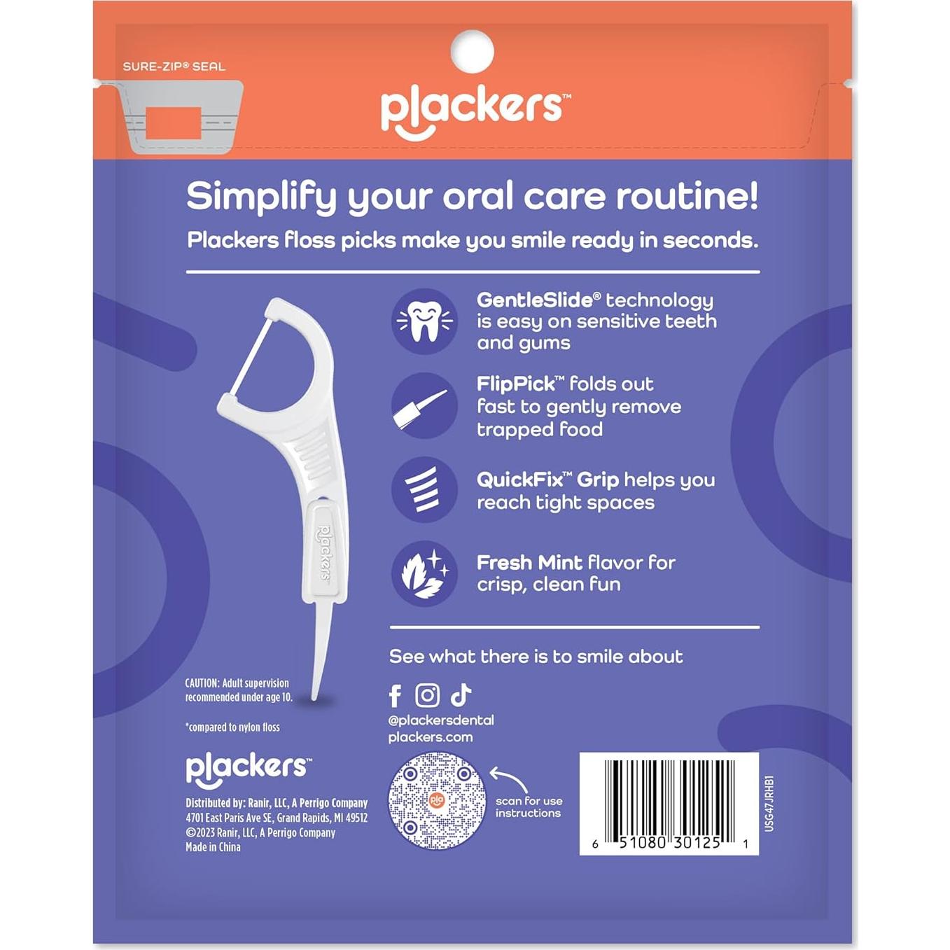 Palillos de Hilo Dental Plackers Gentle Line Menta 150 Unidades