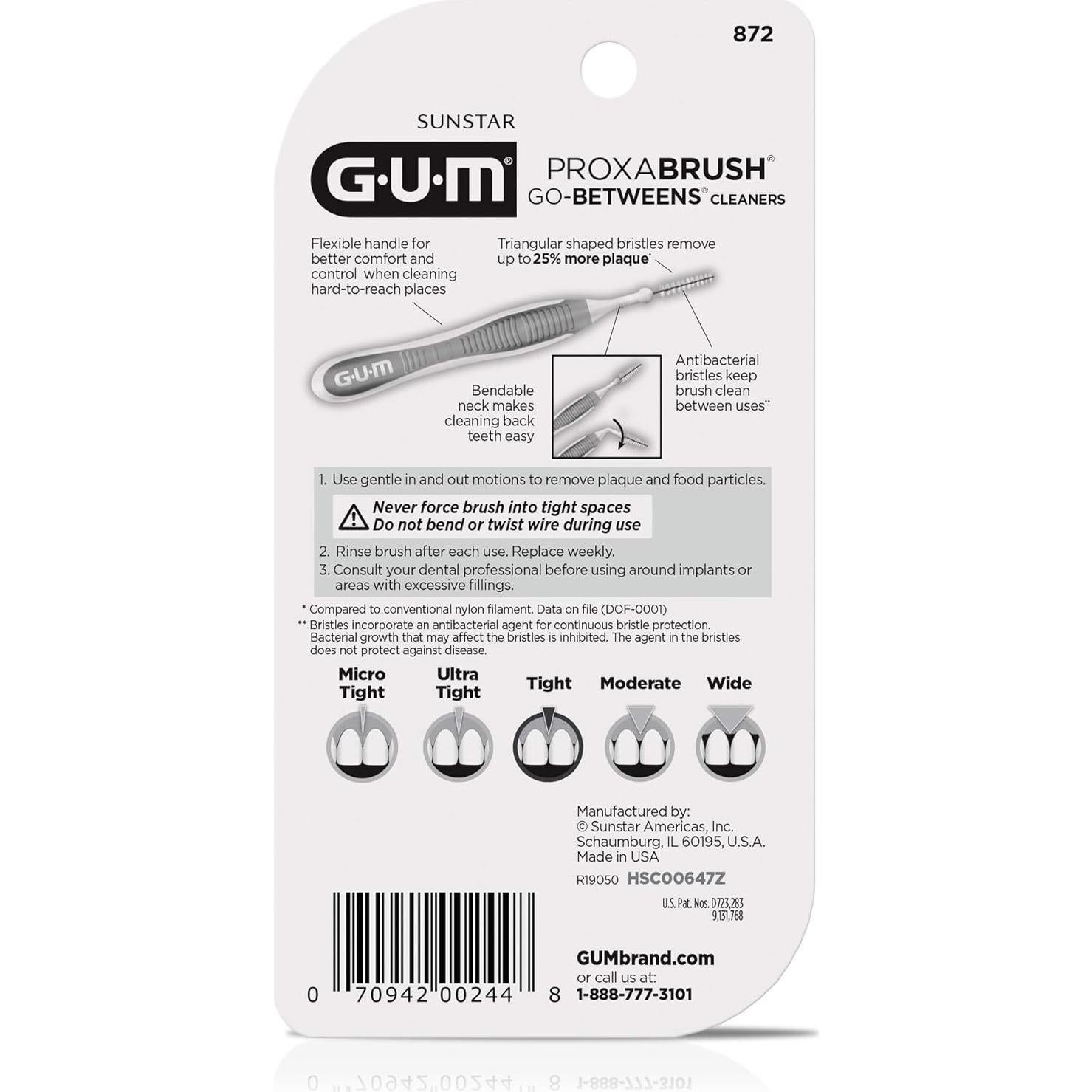 GUM Proxabrush Go-Betweens Ajustado - Cepillos Interdentales 10ct