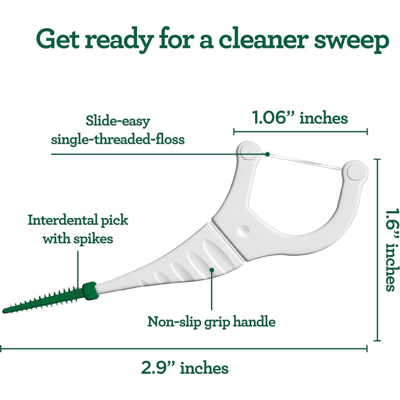 Palillos de Hilo Dental GuruNanda 2 en 1 - Sabor Menta, 300 Unidades