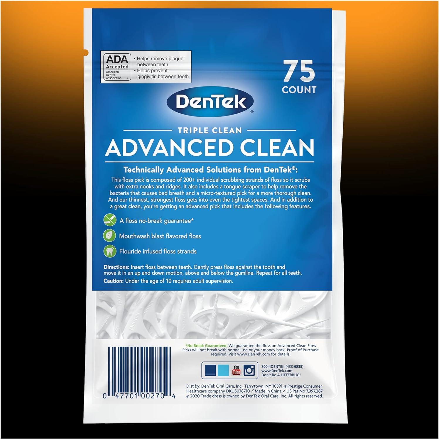 Palillos de Hilo Dental DenTek Triple Clean 75 Unidades x3