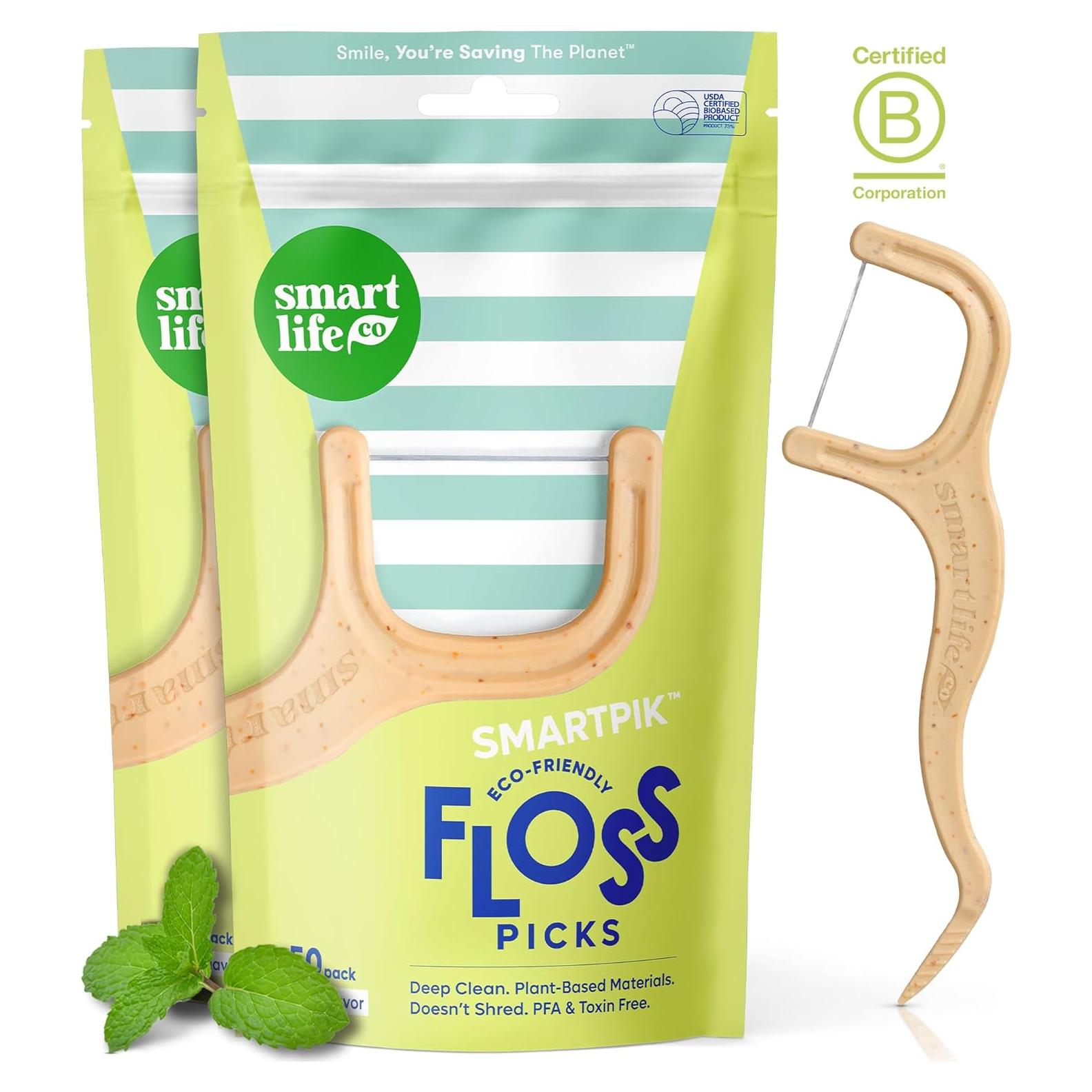 Palillos de Hilo Dental Biodegradables SmartLifeco - 100 Unidades Menta