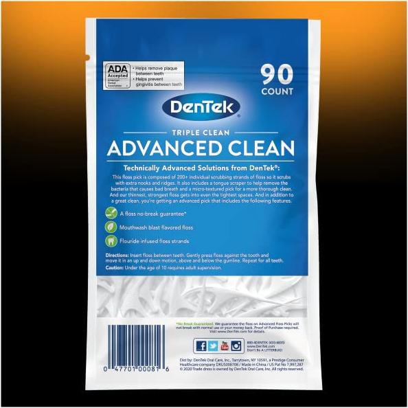 Palillos de Hilo Dental DenTek Triple Clean - 90 Unidades