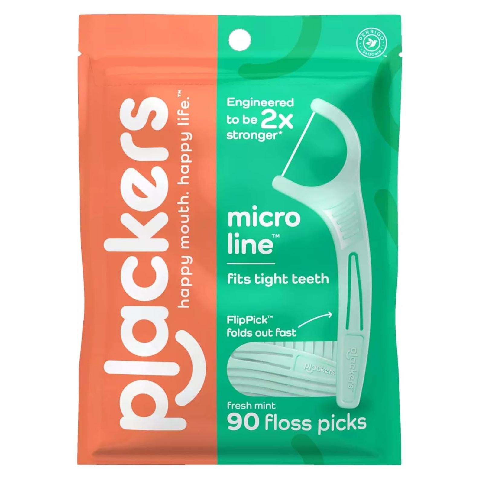 Palillos de Hilo Dental Plackers Micro Mint - 90 Unidades
