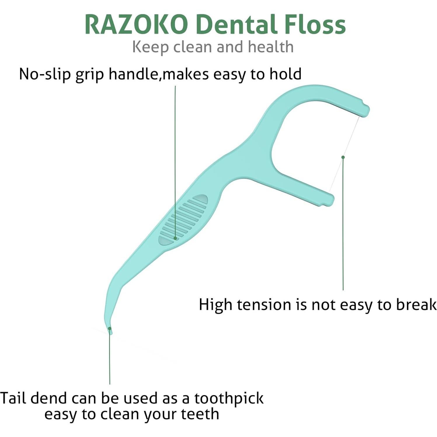 Palillos de Hilo Dental RAZOKO Menta Fresca 200 Unidades