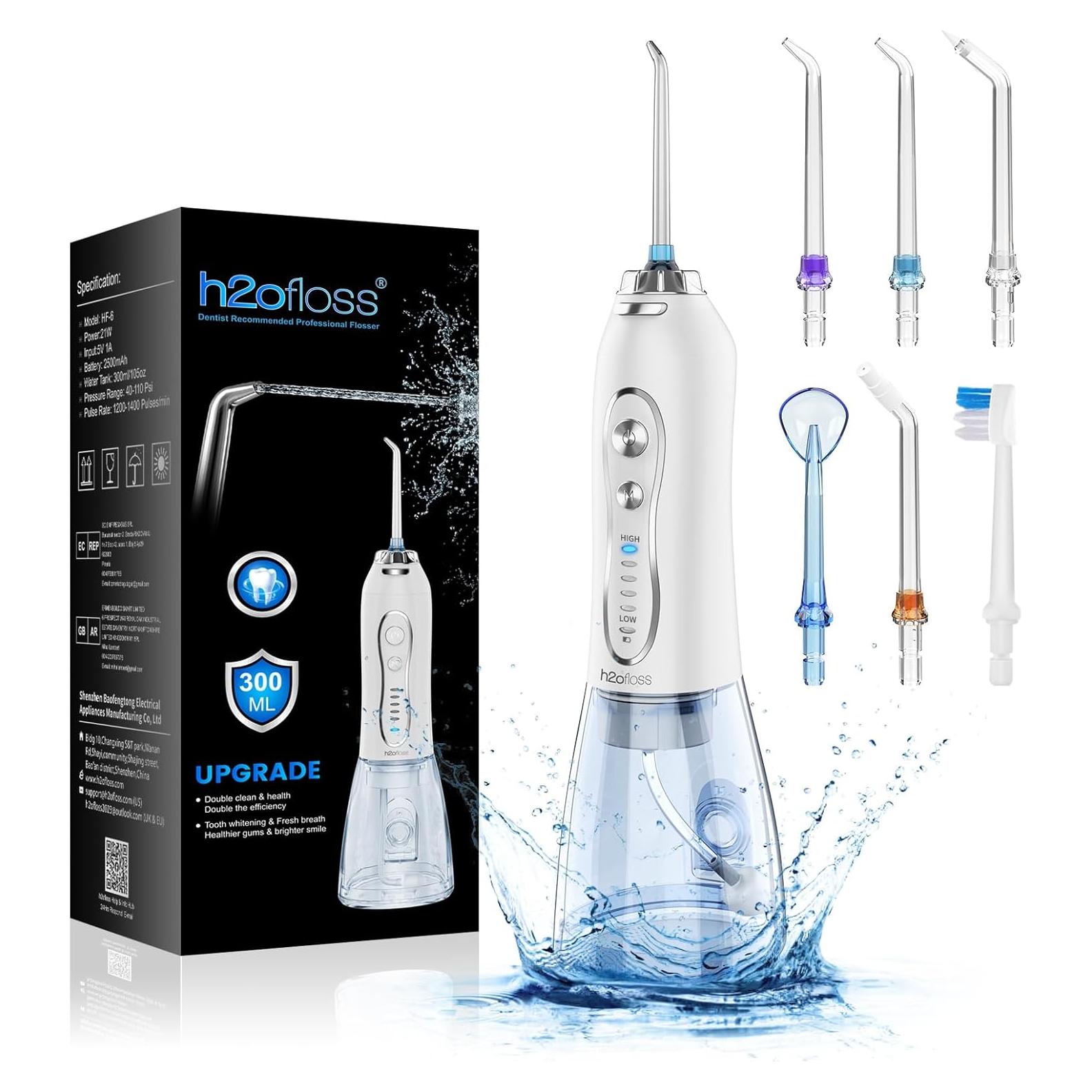 Irrigador Dental Portátil H2ofloss HF-6 5 Modos IPX7 300ml