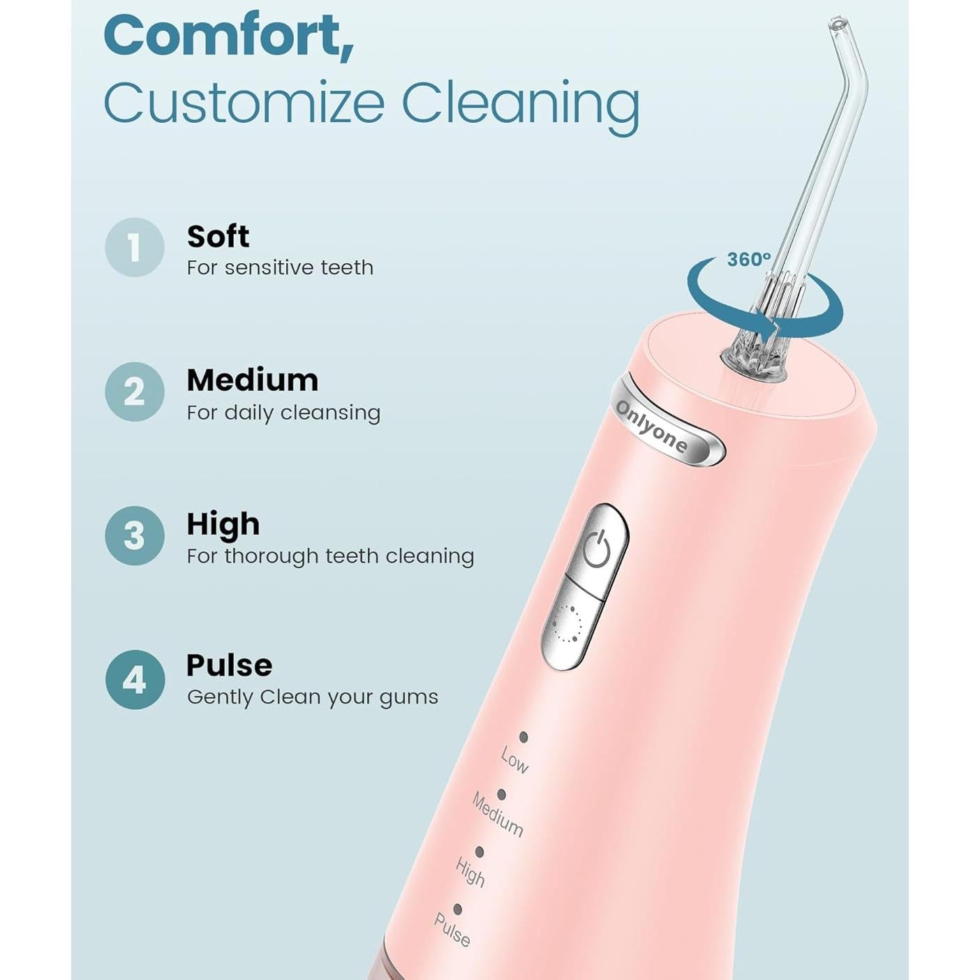 Irrigador Dental de Agua Onlyone FC5090 Rosa 300ml Portátil