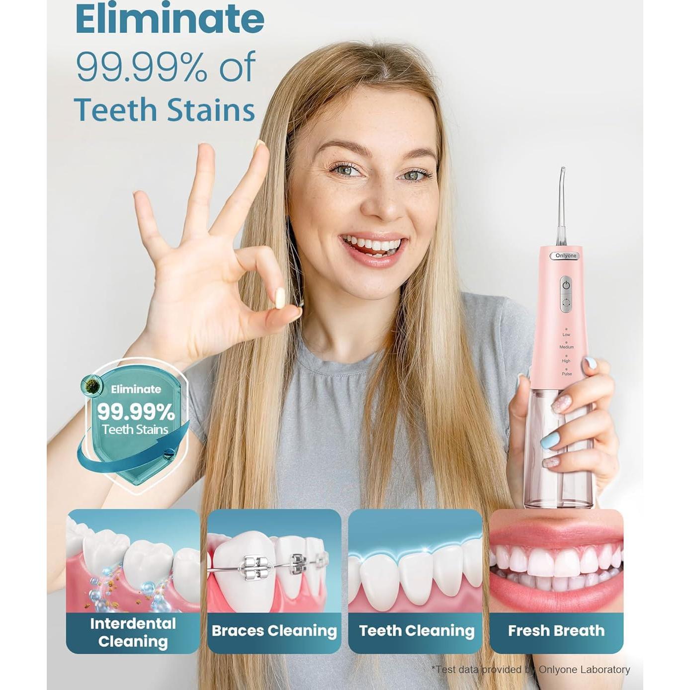 Irrigador Dental de Agua Onlyone FC5090 Rosa 300ml Portátil