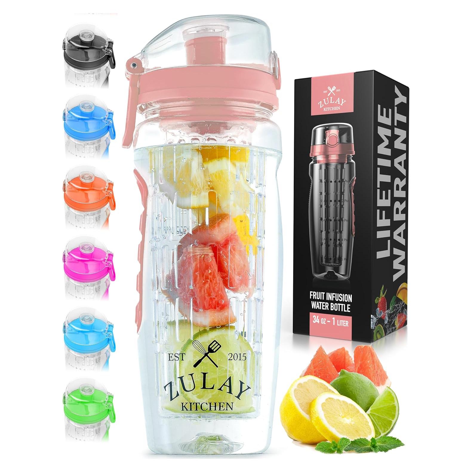 Botella de Agua Infusora Zulay 0.95L Rosa Aislada