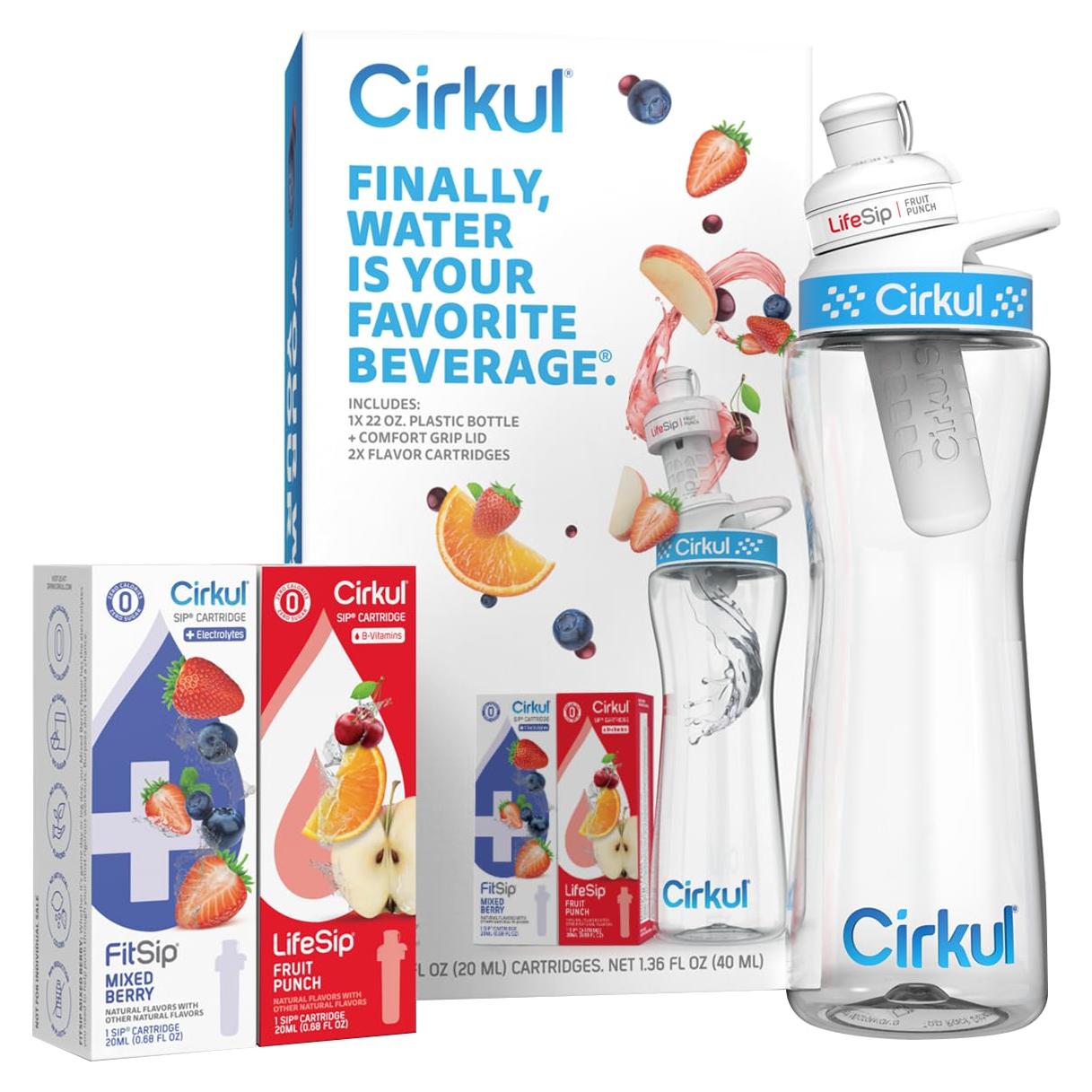 Botella de Agua Cirkul 22oz (650ml) + 2 Cartuchos Sabor