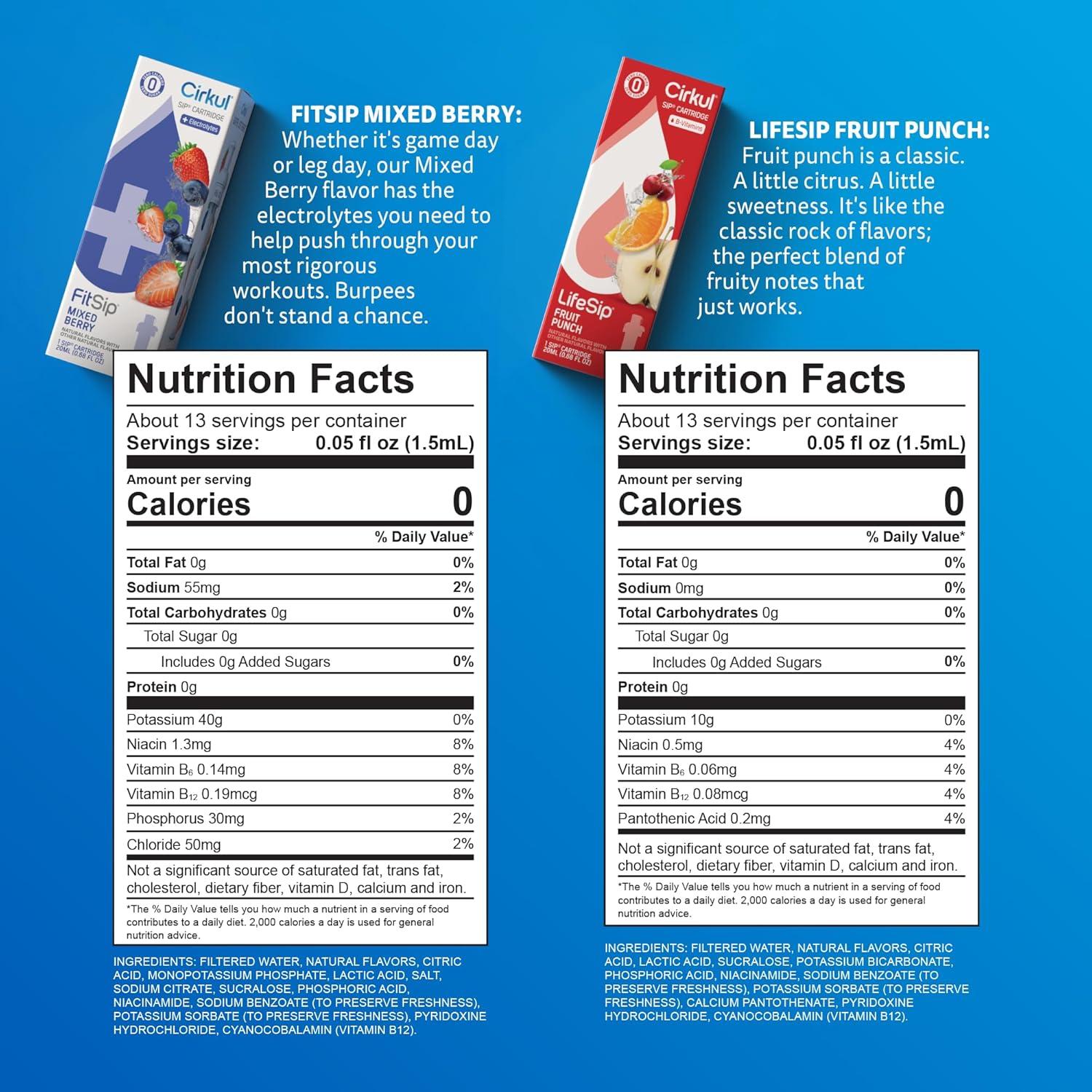 Botella de Agua Cirkul 22oz (650ml) + 2 Cartuchos Sabor