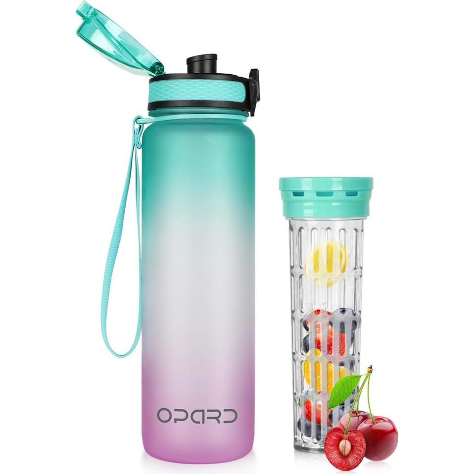 Botella de Agua Deportiva Opard 1000ml con Marcador de Tiempo