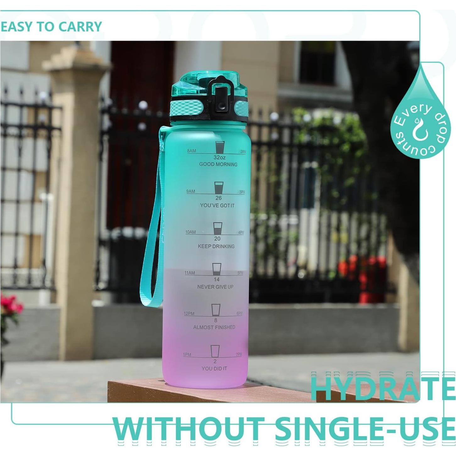 Botella de Agua Deportiva Opard 1000ml con Marcador de Tiempo